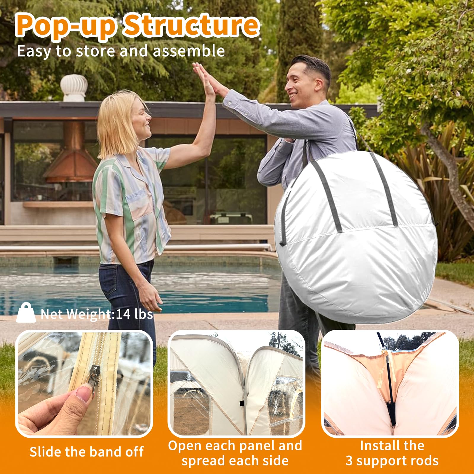 540° Clear Pop Up Bubble Tent - Fully Transparent Outdoor Camping Gazebo with No Dead Corners | Perfect for Backyard Camping, Beach Parties & Stargazing