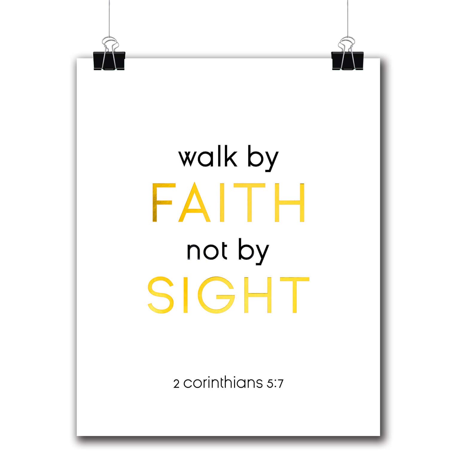 Christian Wall Art - Bible Verse Poster 8x10 (2 Corinthians 5:7) for Home & Office Decor
