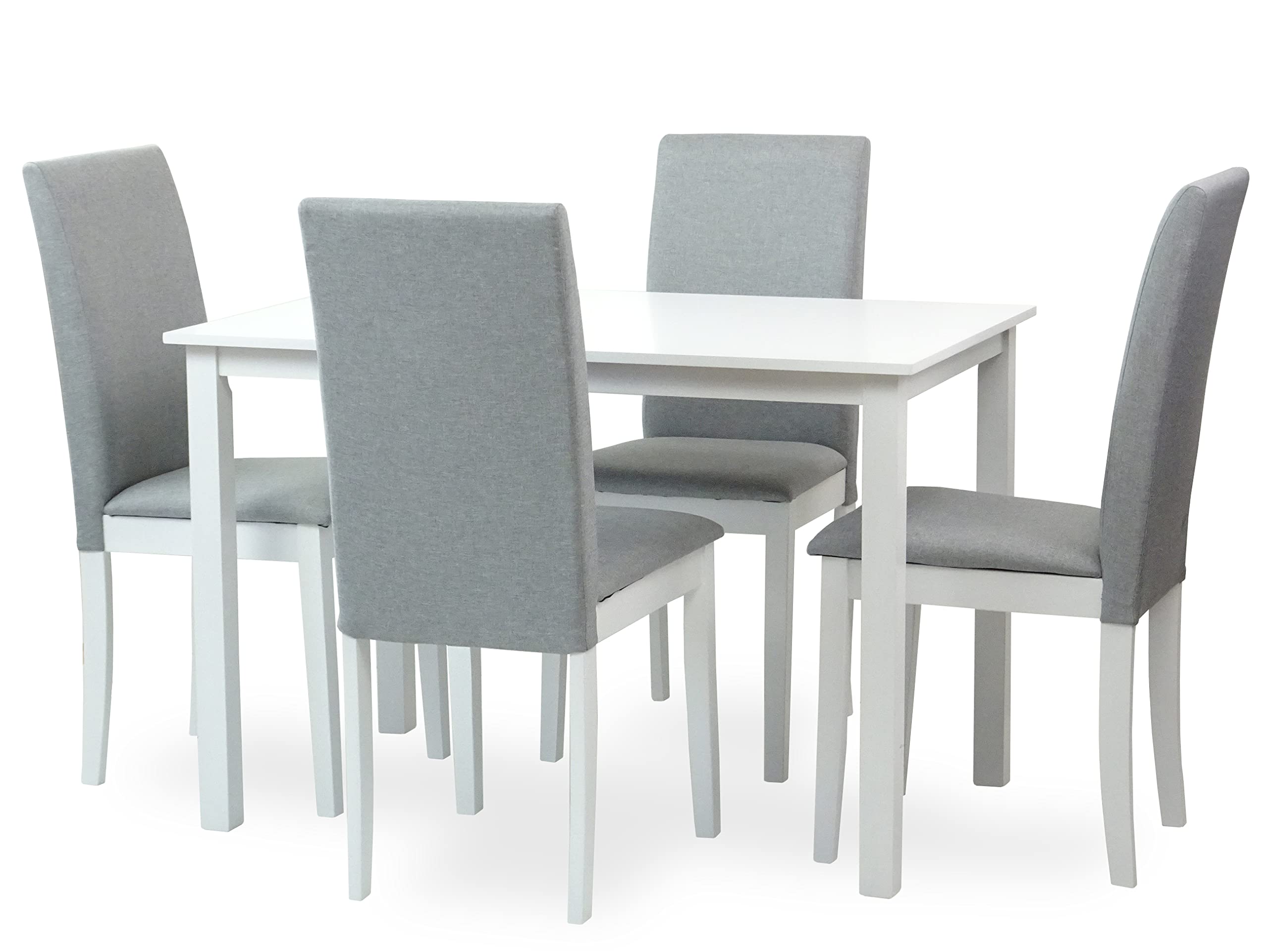 4-Piece Classic White Solid Wood Dining Chairs with Padded Seats - Fallabella Side Chairs for Kitchen, Dining Room & Home Decor