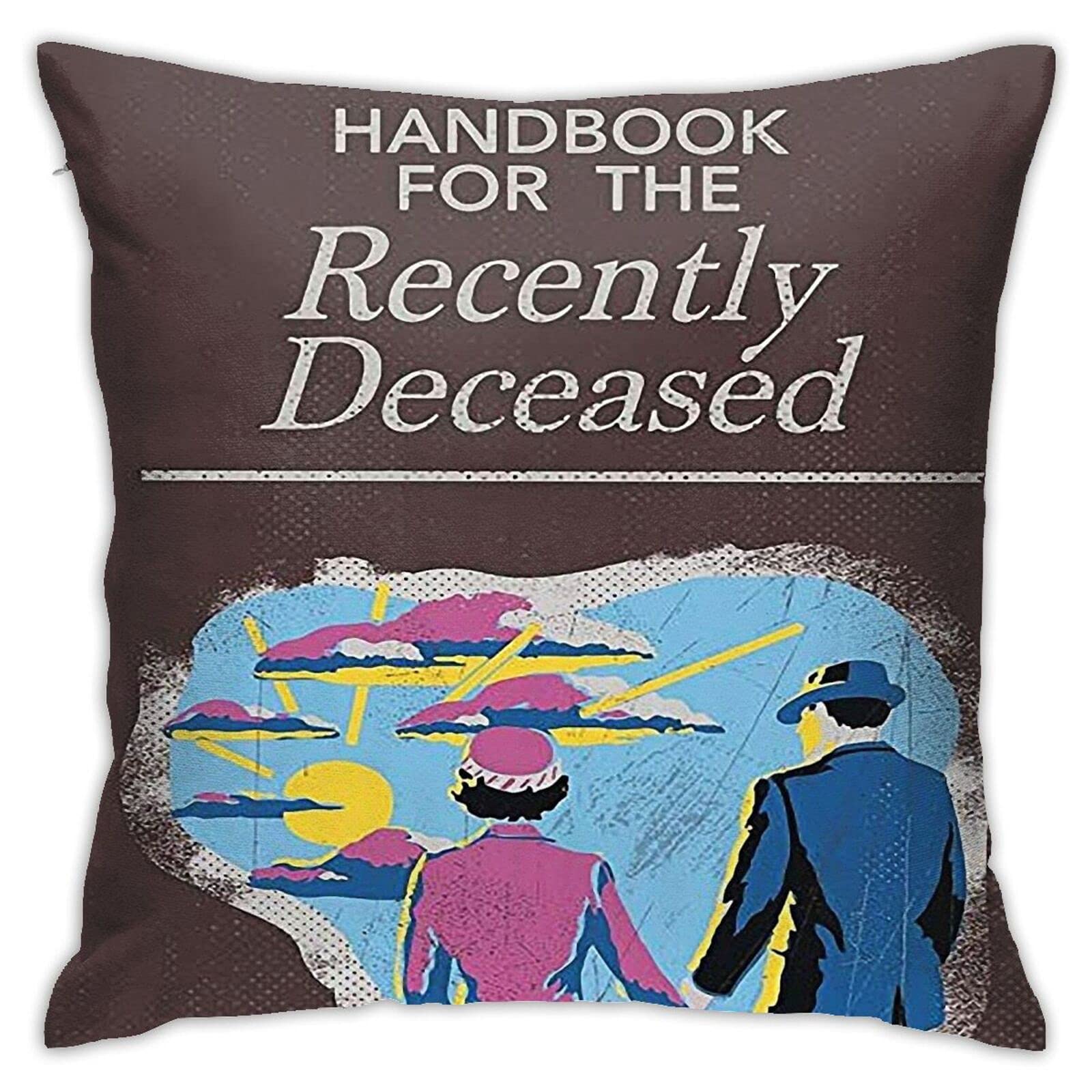 Beetlejuice Square Pillow Case - Handbook for The Recently Deceased Throw Pillow Cover for Sofa, Bed, Car Seat & Home Decor - Perfect for Movie Fans, Halloween & Gothic Decor