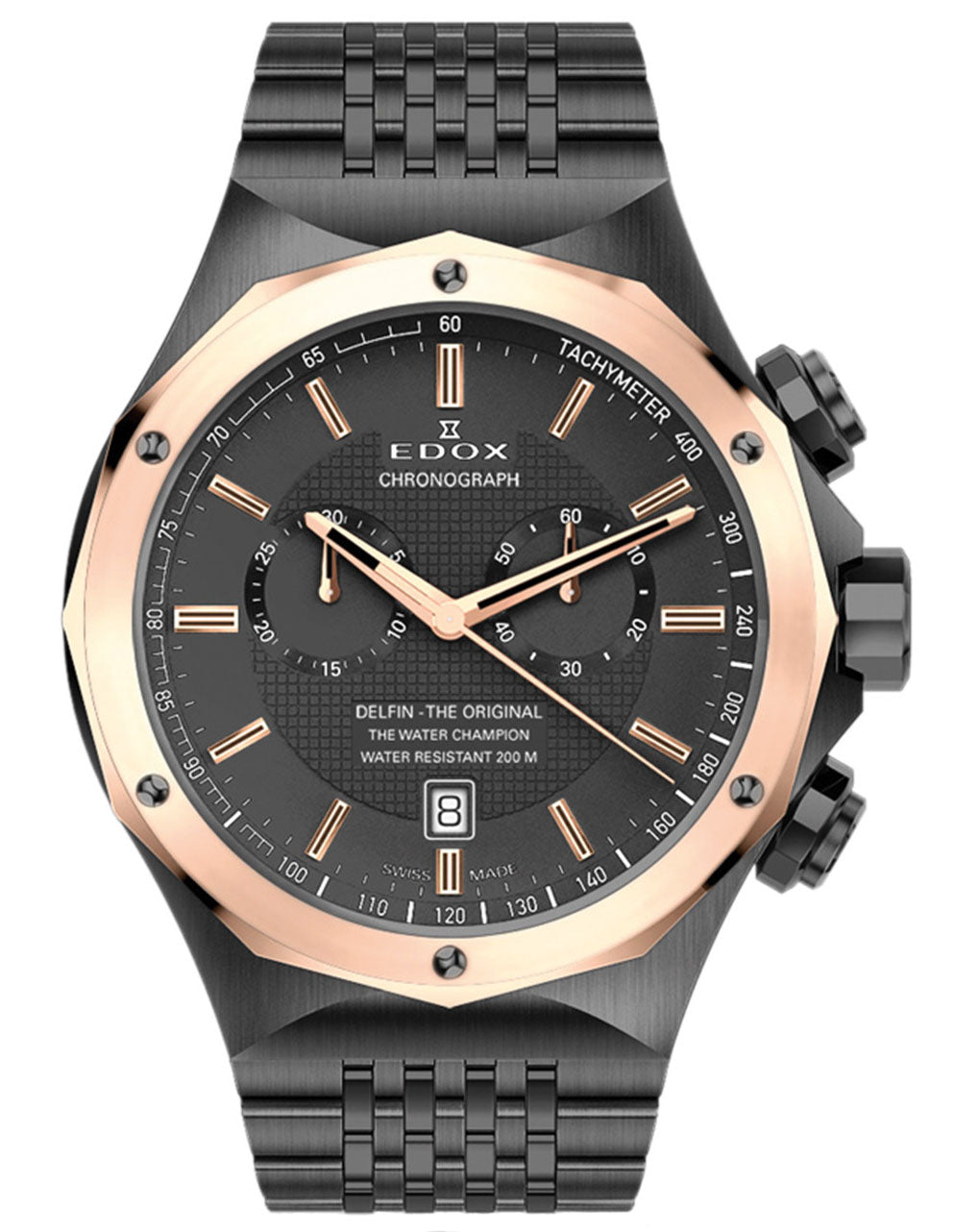 Edox Delfin Chronograph 10108 37GR GIR Men's Luxury Swiss Watch - Waterproof Dress Watch for Business, Formal & Special