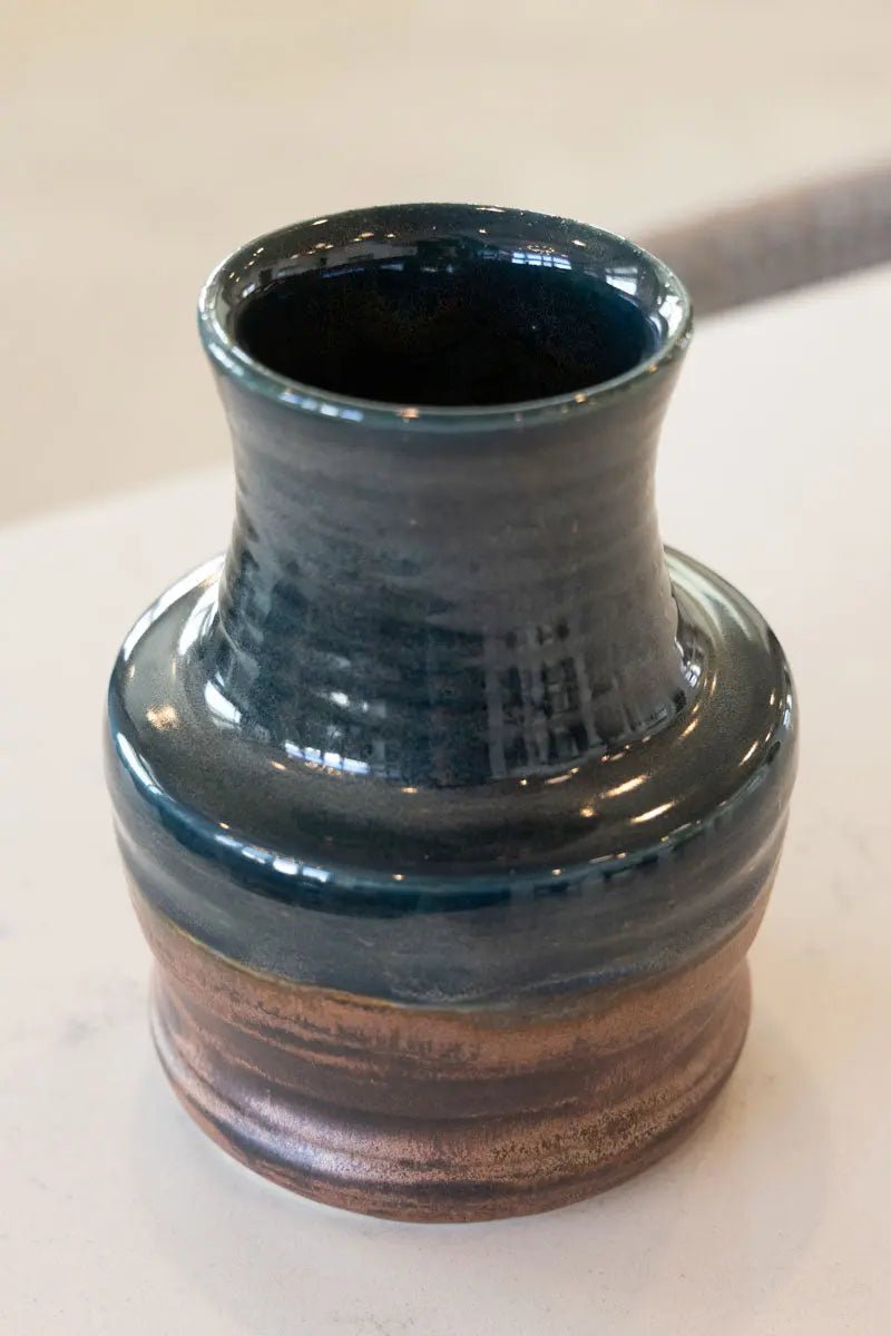 Large Contemporary Copper & Green Pot/Vase - Modern Home Decor for Living Room, Office & Wedding Centerpieces