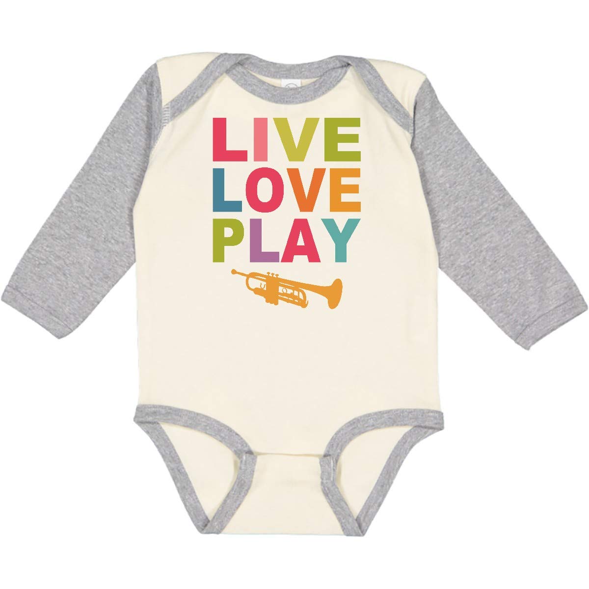 Inktastic Live Love Play The Trumpet Baby Long Sleeve Creeper - Soft Cotton Onesie for Newborns & Infants - Perfect for Music Lovers, Band Gifts & Playtime Outfits