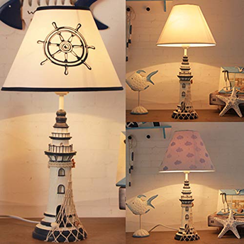 LITFAD Blue Nautical Style LED Reading Light - Modern Bedside Table Lamp with 1 Light, Resin Desk Lamp for Bedroom, Kids Room & Office - Perfect for Night Reading and Cozy Ambiance