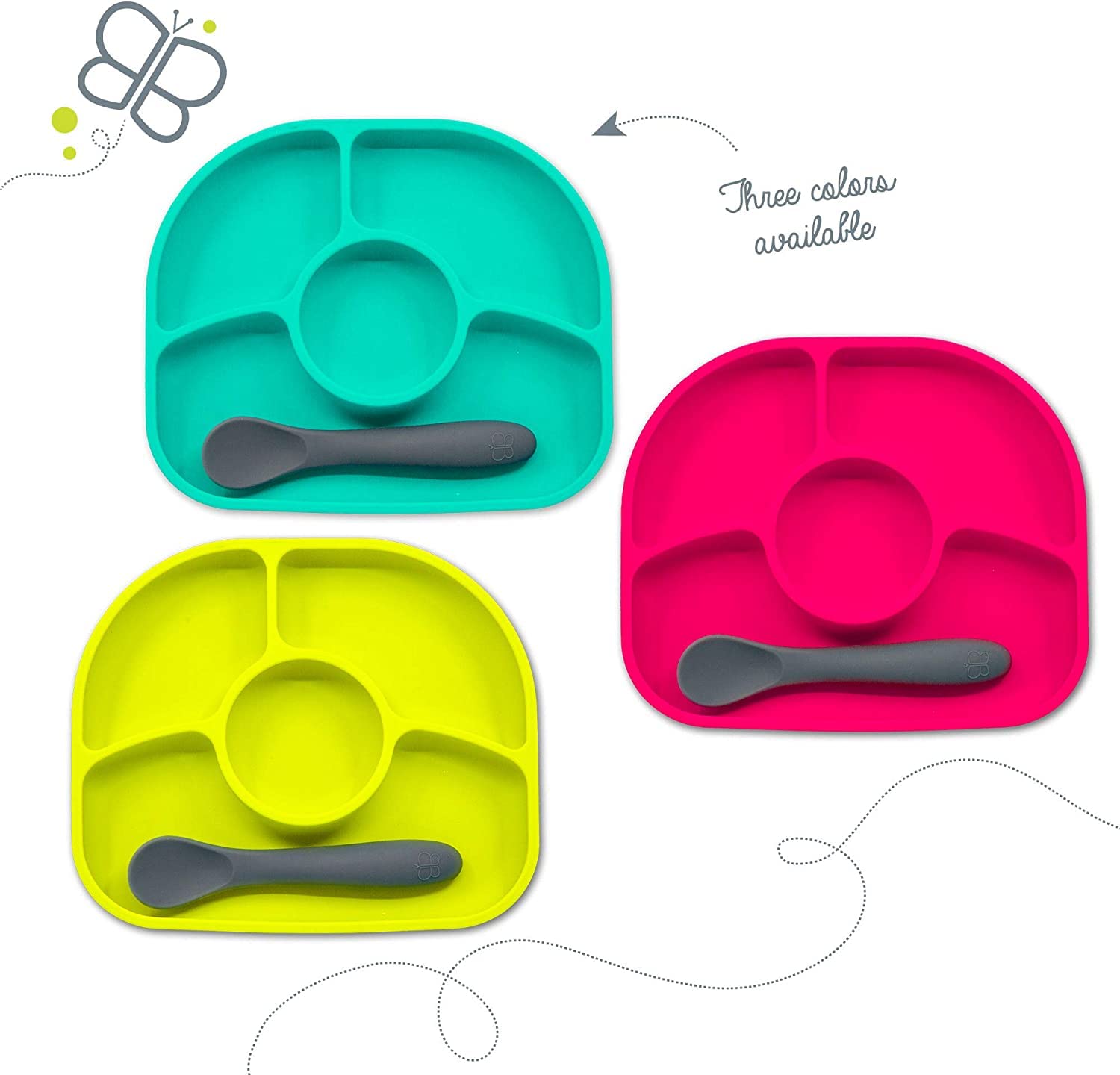 BBLÜV Yümi Silicone Suction Plate & Spoon Set for Babies - Non-Slip, Anti-Spill Feeding Dish with Spoon for Infants & Toddlers | BPA-Free, Microwave & Dishwasher Safe (Aqua Blue) | Perfect for Highchair, Travel & Mess-Free Mealtime