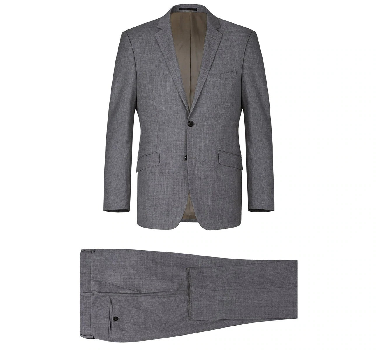 Alessandro Vitello by Renoir Dark Grey 2-Piece Slim Fit Notch Lapel Wool Suit for Men - Perfect for Business Meetings, Weddings & Formal Events