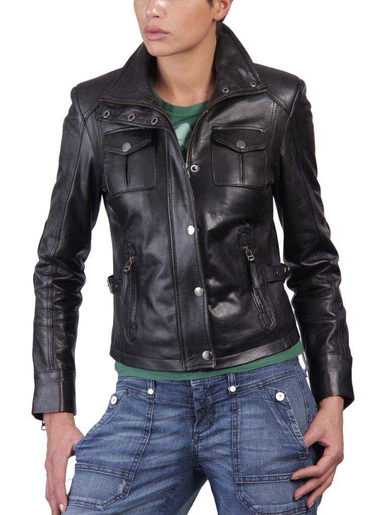 Premium Lambskin Leather Women's Black Jacket W239 - Stylish & Comfortable Outerwear for Casual Wear, Night Out & Fall Fashion