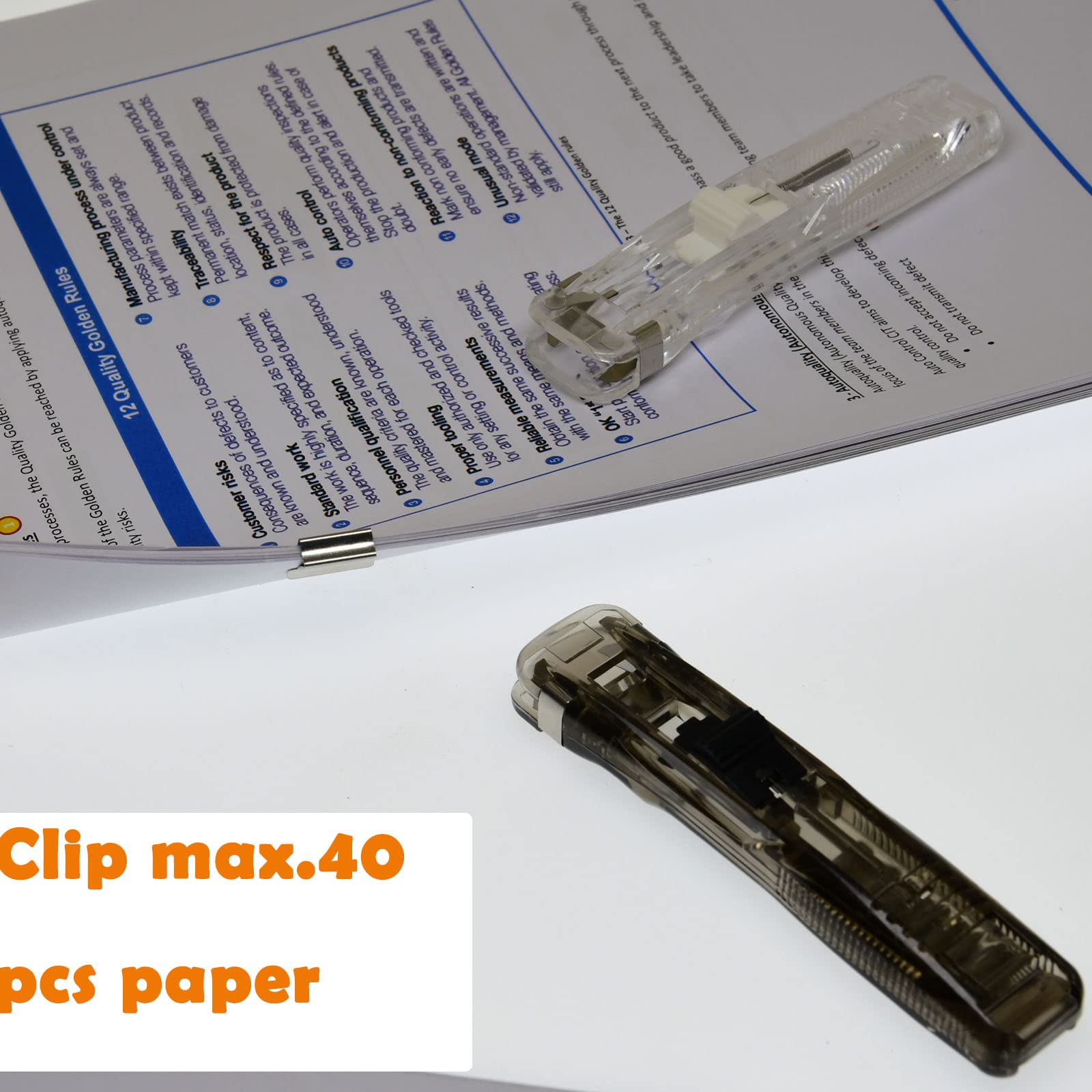 2-Pack Metal Clip Pusher Stapler Clips - Heavy Duty Push Clamp for Office Paper, Book Binding & Document Organization - Perfect for Office Supplies, Home Desk & School Accessories (Paper Clips, Staples, Files)