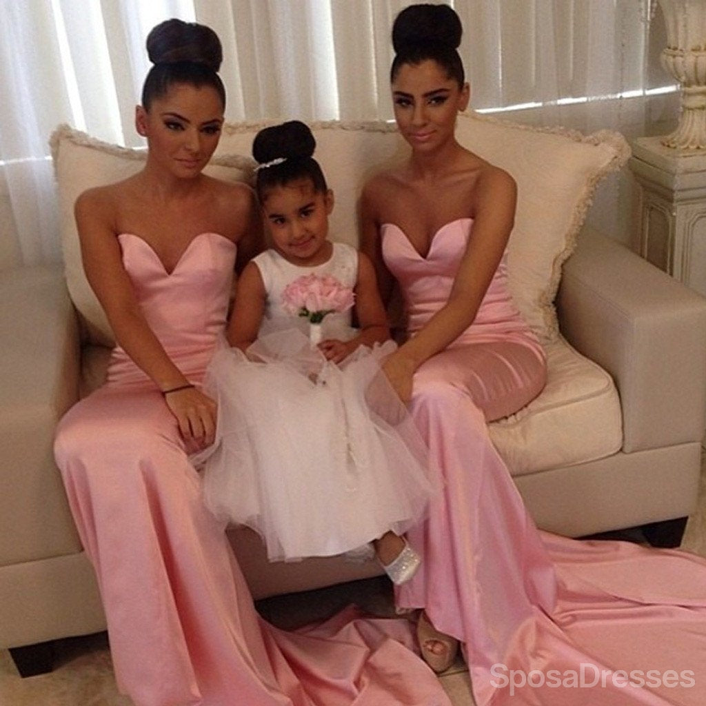Affordable Elegant Mermaid Sweetheart Neckline Sexy Pink Long Bridesmaid Dresses - WG142 | Perfect for Weddings, Proms & Formal Events