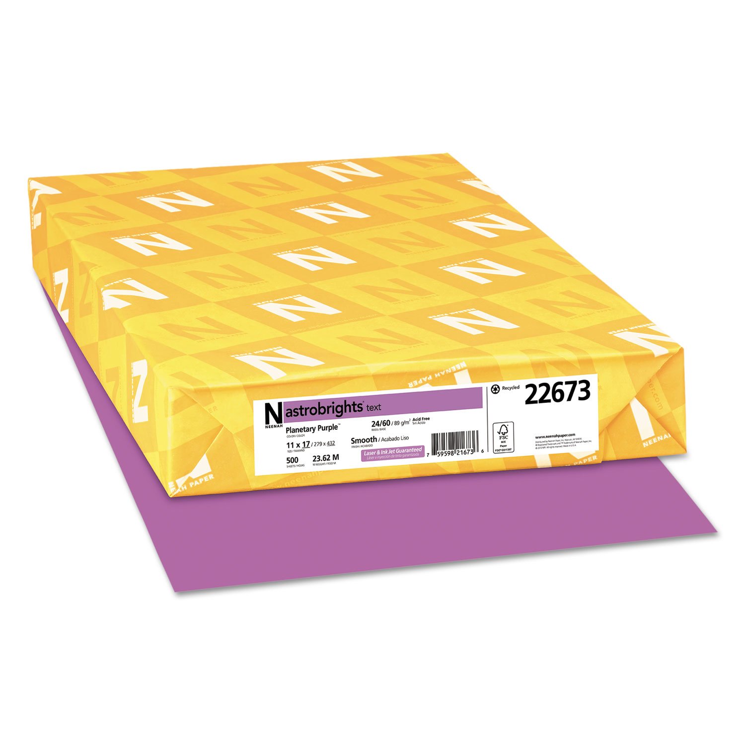 Neenah Paper Astrobrights 24lb Color Paper - 11 x 17 Inches, Planetary Purple, 500 Sheets | Vibrant Office & School Supplies for Flyers, Invitations & Craft Projects