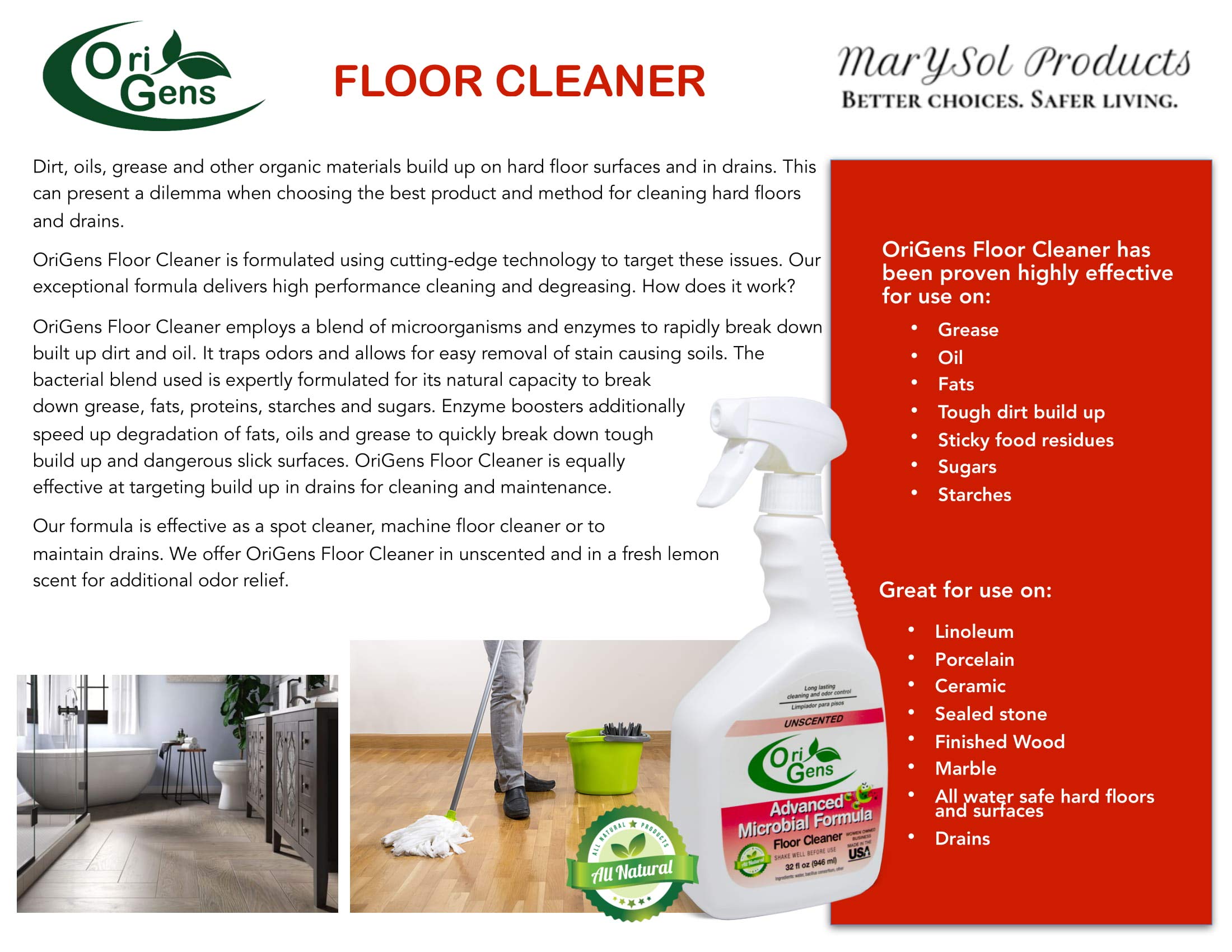 Best Lemon Scented Floor Cleaner for Hardwood & Tile - Powerful Degreaser & Stain Remover - Fresh Citrus Fragrance for Kitchen, Bathroom & Pet Areas