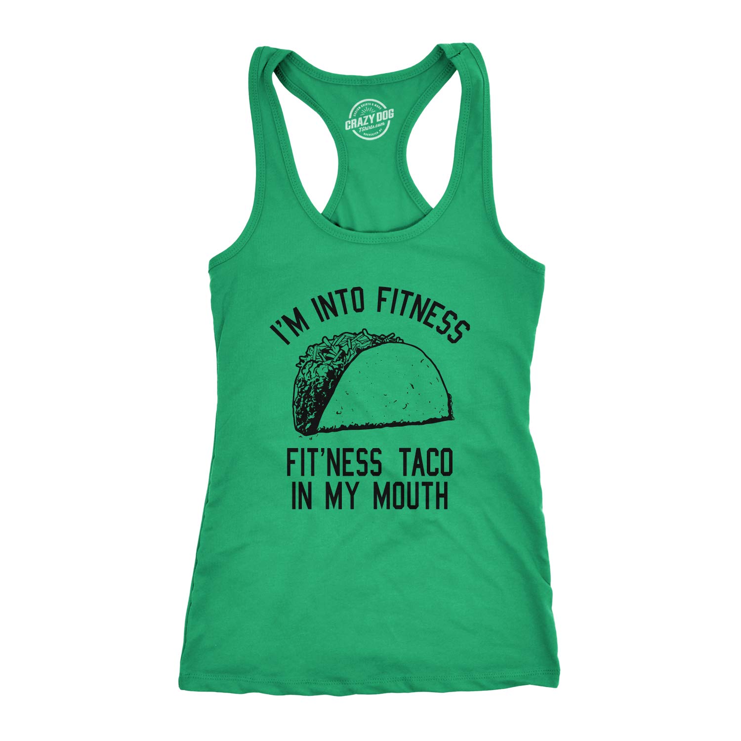 Funny Women's Fitness Tank Top - Crazy Dog T-Shirts 'Taco in My Mouth' Graphic Tee for Workouts, Gym & Casual Wear