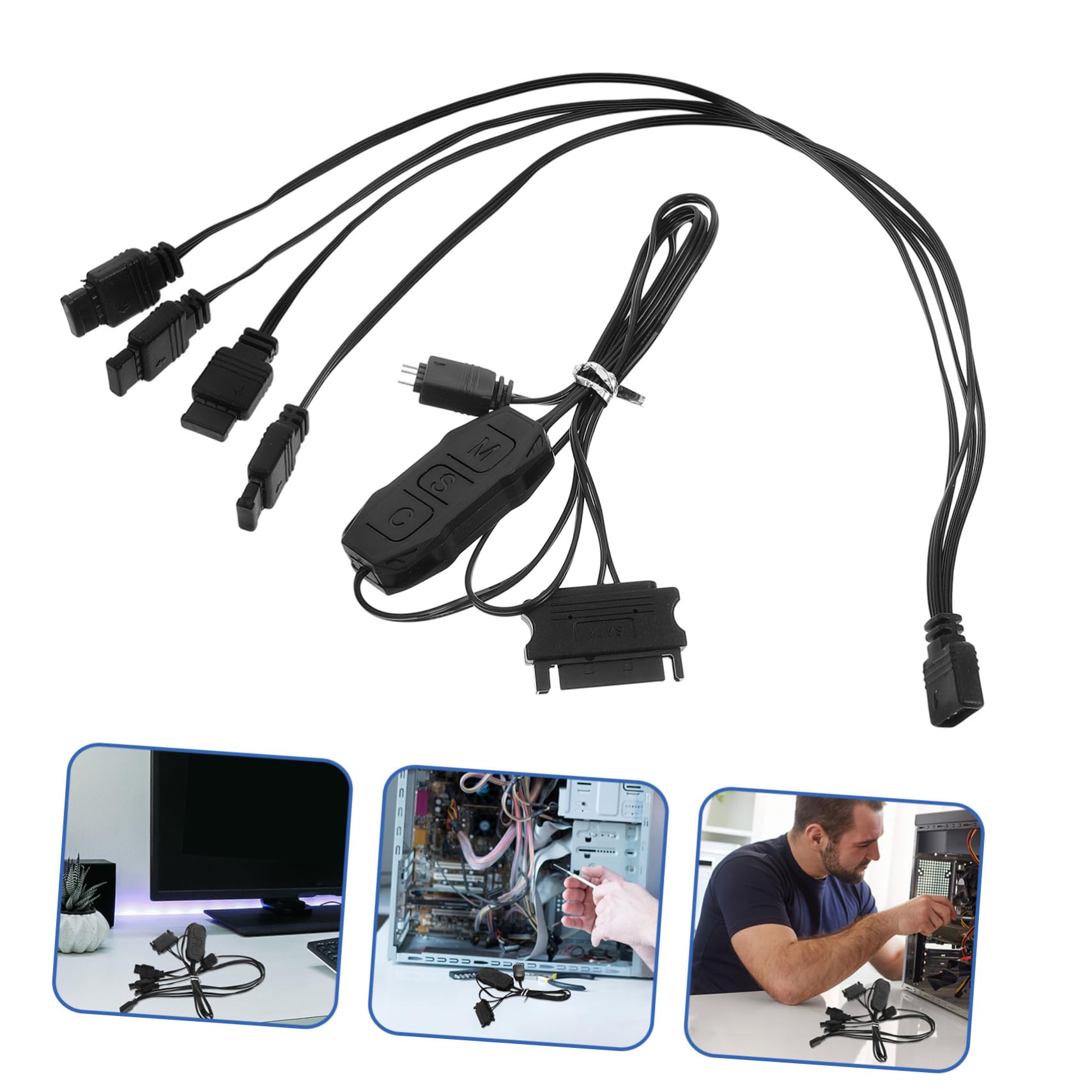 OSALADI 2-Pack RGB LED Controller Kit for PC - Includes Motherboard Controller, Addressable LED Strip Controller & Software with Adapter | Perfect for Gaming PC Setup, Custom Desktop Lighting & Home Office Decoration