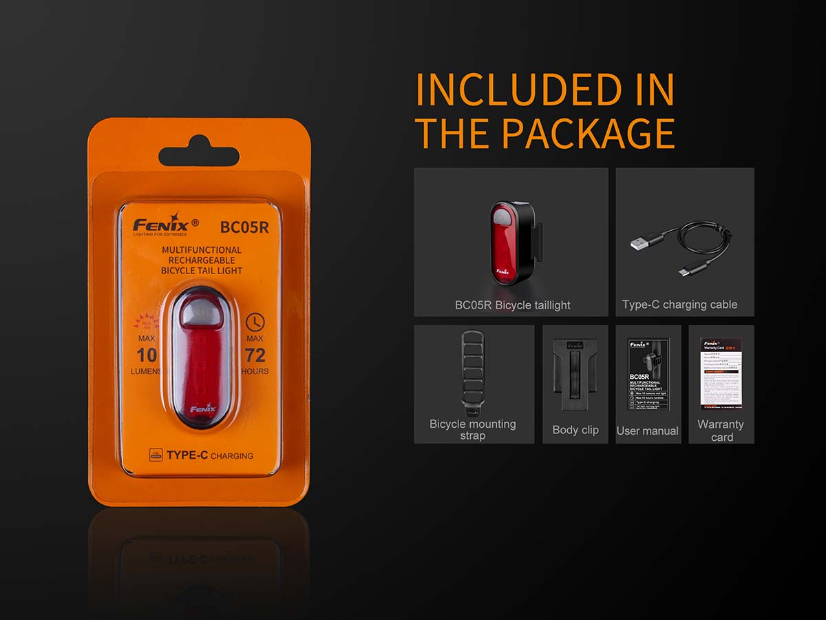 Fenix BC05R Rechargeable Bike Taillight - High Visibility LED Bicycle Rear Light for Night Cycling Safety | Perfect for Commuting, Mountain Biking & Road Cycling