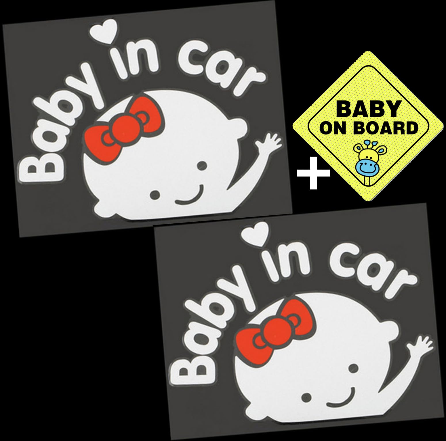 2-Pack Baby on Board Car Stickers - Cute Waving Baby Girl Decal for Car Safety & Child Awareness | Perfect for Parents, Newborn Safety, and Family Road Trips