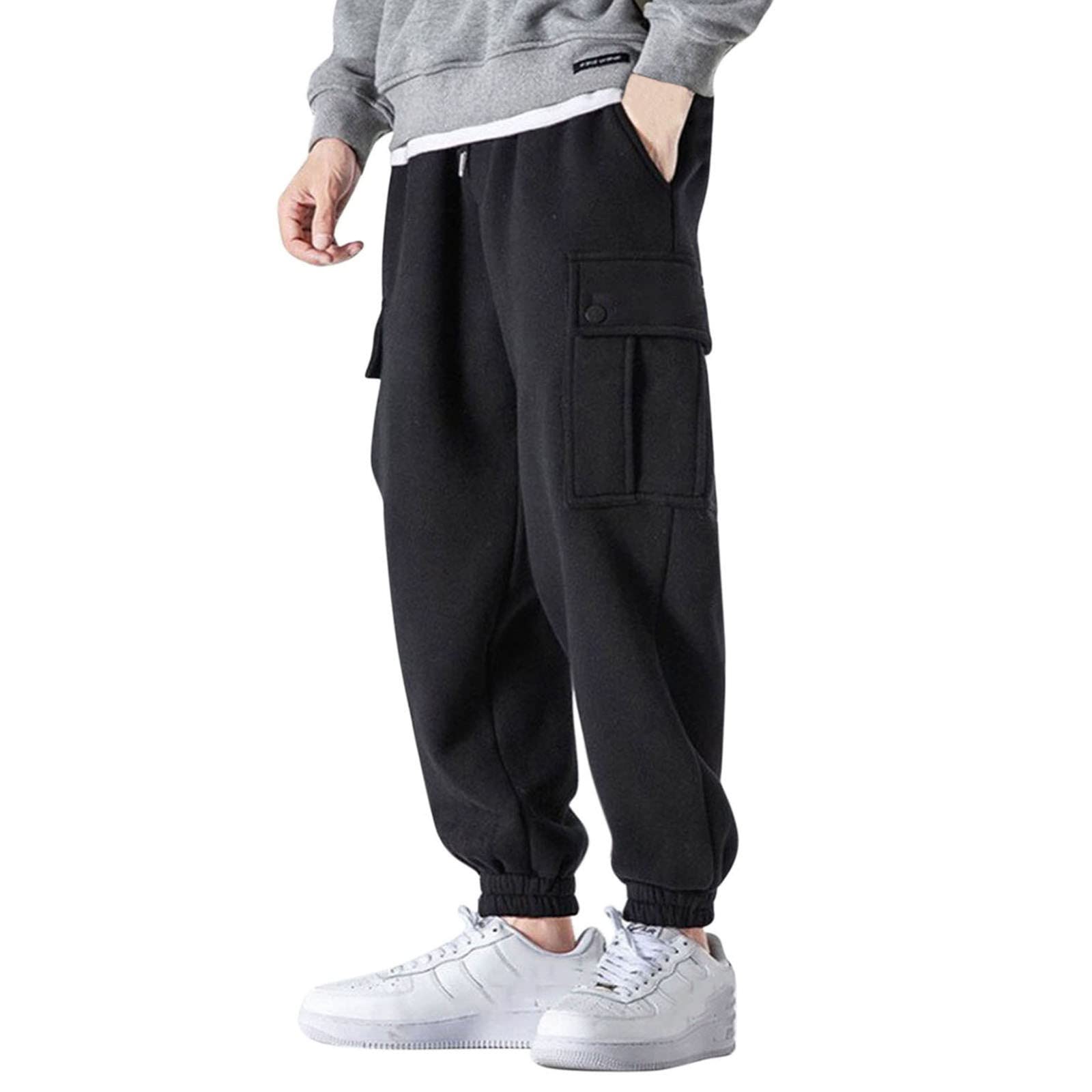 Men's Classic Fit Velvet Casual Pants - Trendy Youth Plus Size Overalls with Tie Waist for Warmth | Perfect for Winter Outfits & Lounge Wear