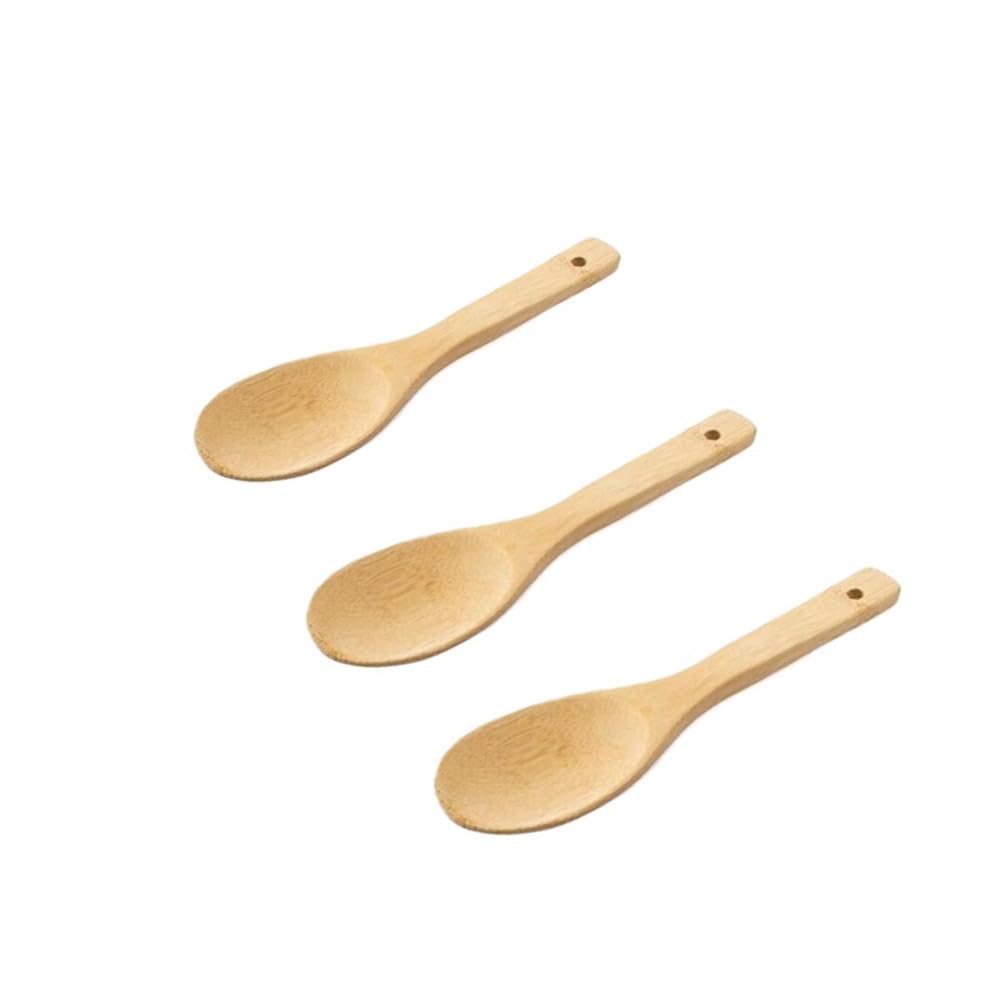 9 Inch Bamboo Rice Scoops & Wooden Non-Stick Rice Paddles - 3 Pack Large Wooden Serving Spoons for Cooking, Stirring Soup, Sushi Making - Perfect for Asian Cuisine, Salad Serving & Kitchen Utensil Set