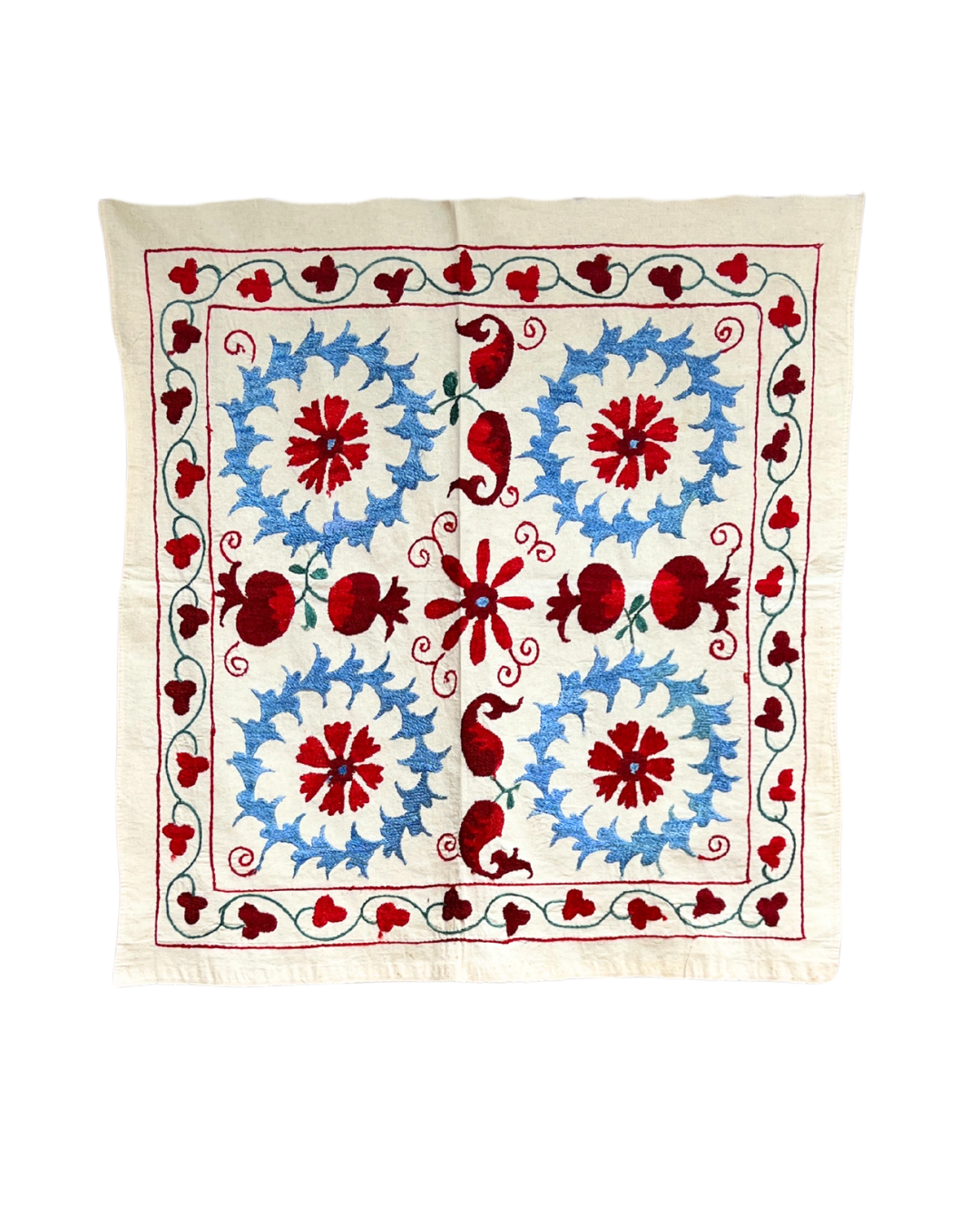 Extra Small Suzani 01 - Handmade Cotton Suzani Pillow Cover - Boho Home Decor for Living Room, Bedroom & Nursery