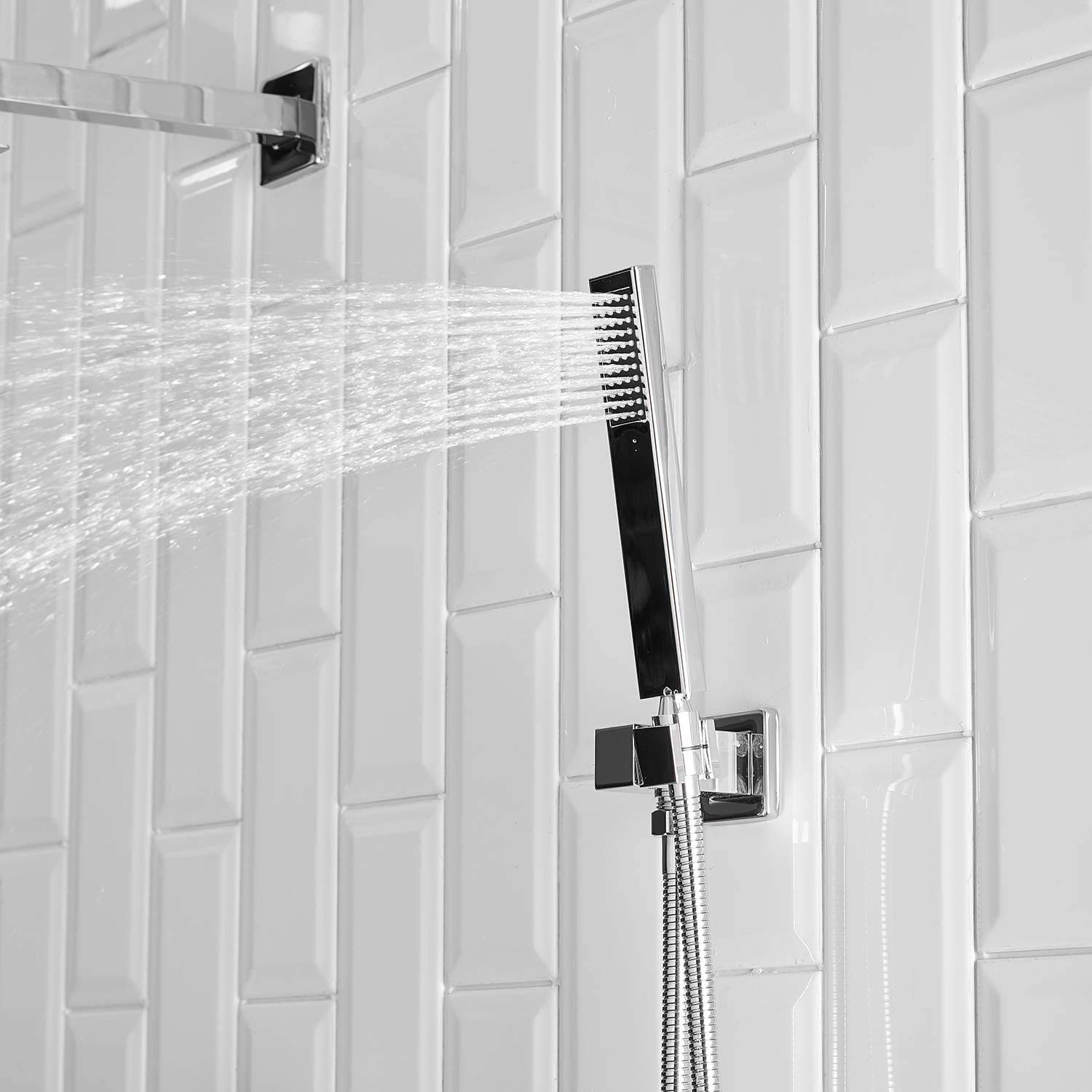 10 Inch Luxury Rain Mixer Shower Combo Set - Wall Mounted Rainfall Shower Head System with Polished Chrome Finish - Includes Rough-in Valve Body and Trim - Perfect for Modern Bathroom Renovations and Spa-Like Shower Experiences