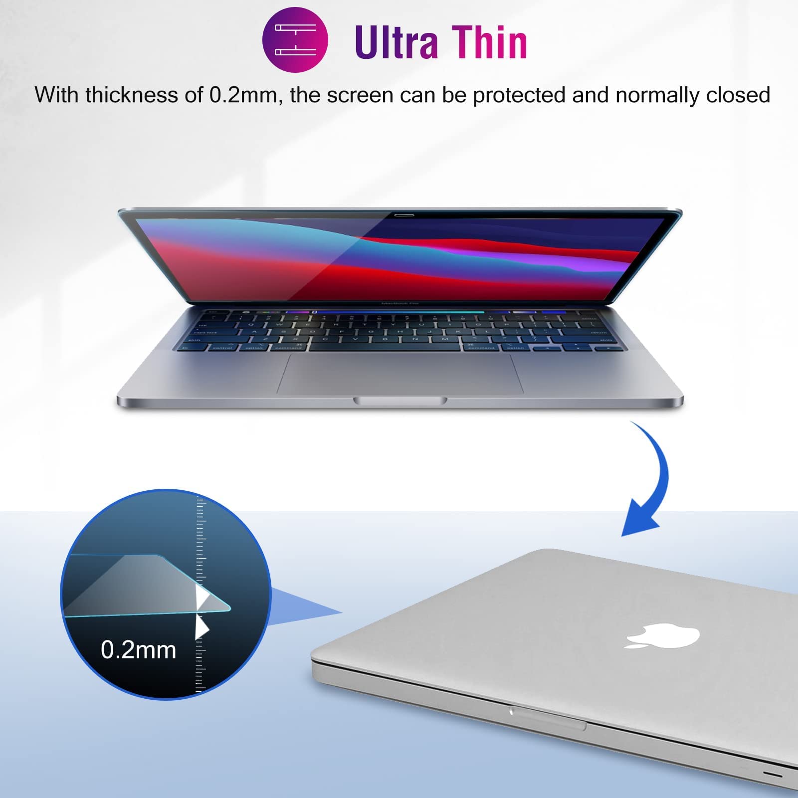 ProCase Slim Hard Shell Case for MacBook Air 13 Inch (2020, 2019, 2018) with Privacy Screen Protector - Protective Cover for MacBook Air 13 & Pro 13 - Perfect for Work, Travel & School Use