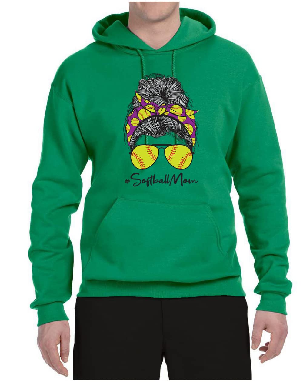 Wild Bobby Messy Bun Softball Mom Hoodie - Unisex Sports Lover Sweatshirt for Game Day & Mother's Day | Perfect for Baseball Moms, Team Spirit & Casual Wear