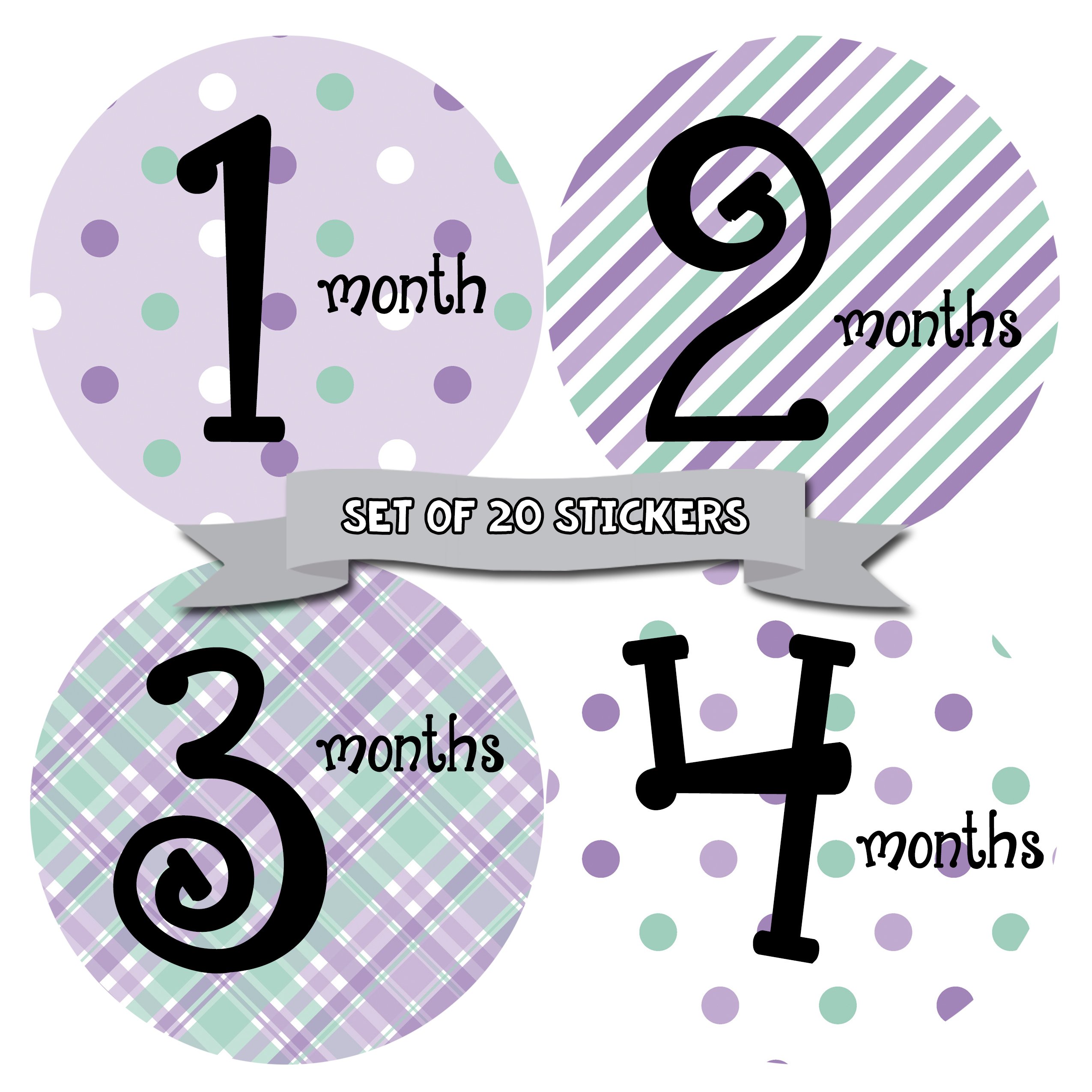 Baby Monthly Milestone Stickers - Newborn Girl Growth Tracking Stickers - Set of 20 Adhesive Photo Props for Baby's First Year - Perfect for Baby Photo Albums, Scrapbooking & Monthly Milestone Pictures