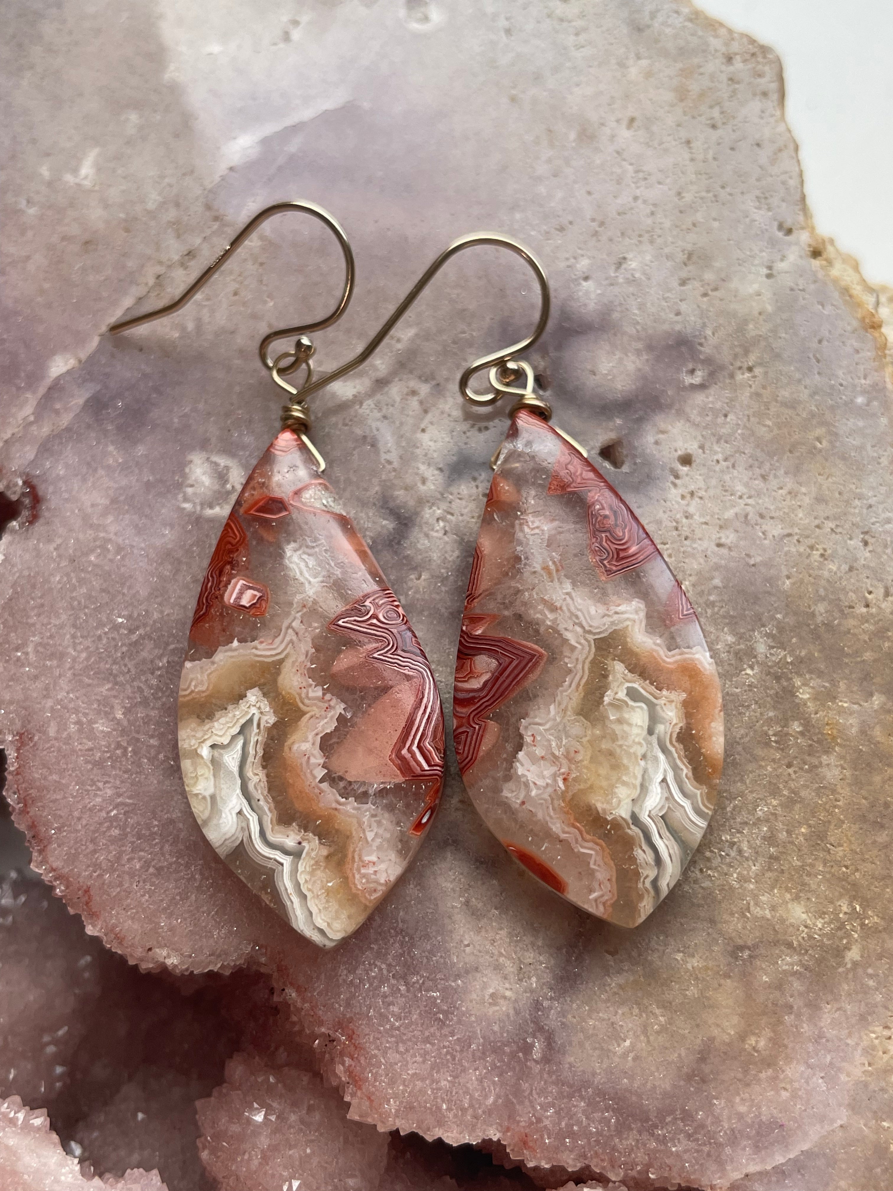 Crazy Lace Agate Earrings - Gold Filled Handmade Boho Jewelry for Women | Perfect for Parties, Weddings & Everyday Wear