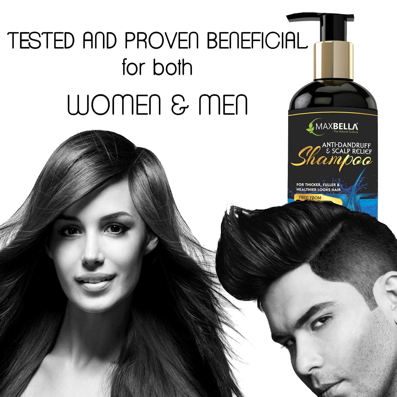 MaxBella® Anti-Dandruff Shampoo with Almond & Tea Tree Oil - Paraben & Mineral Oil Free - 300ml Scalp Care for Men & Women - Perfect for Dry, Itchy Scalp & Flake Relief