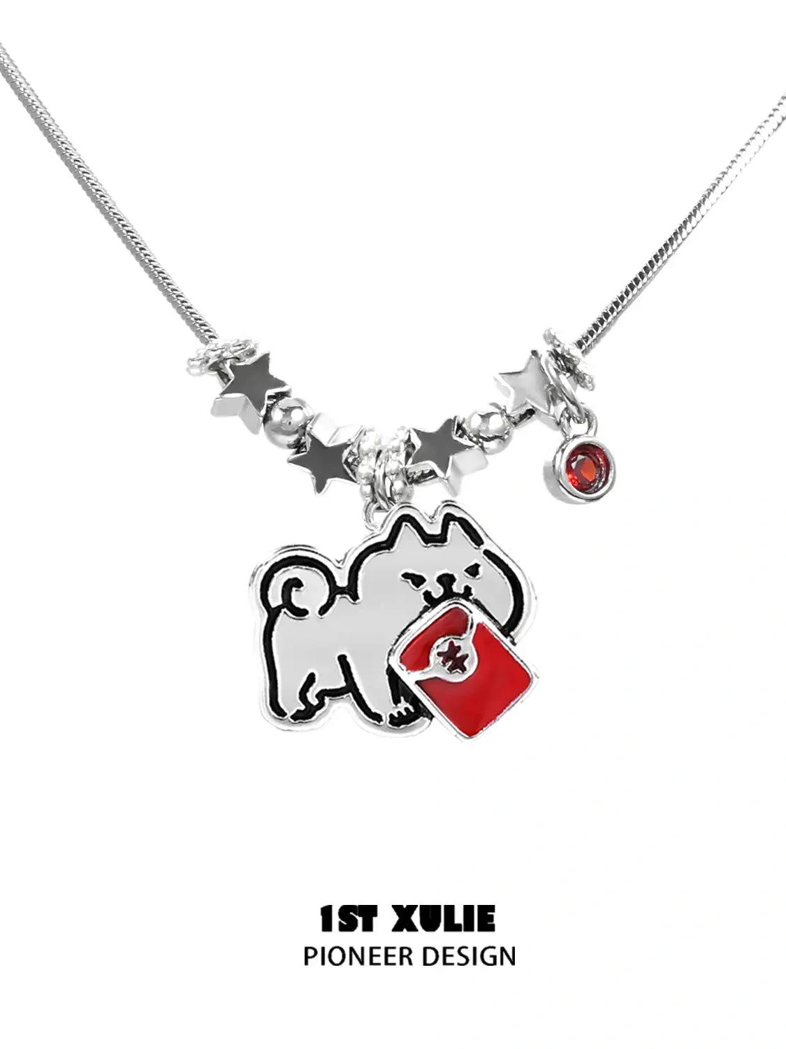 Graffiti Puppy Chinese New Year Choker Necklace - Trendy Dog Print Collar for Women, Girls - Perfect for Spring Festival Gifts, Party Accessories & Casual Wear