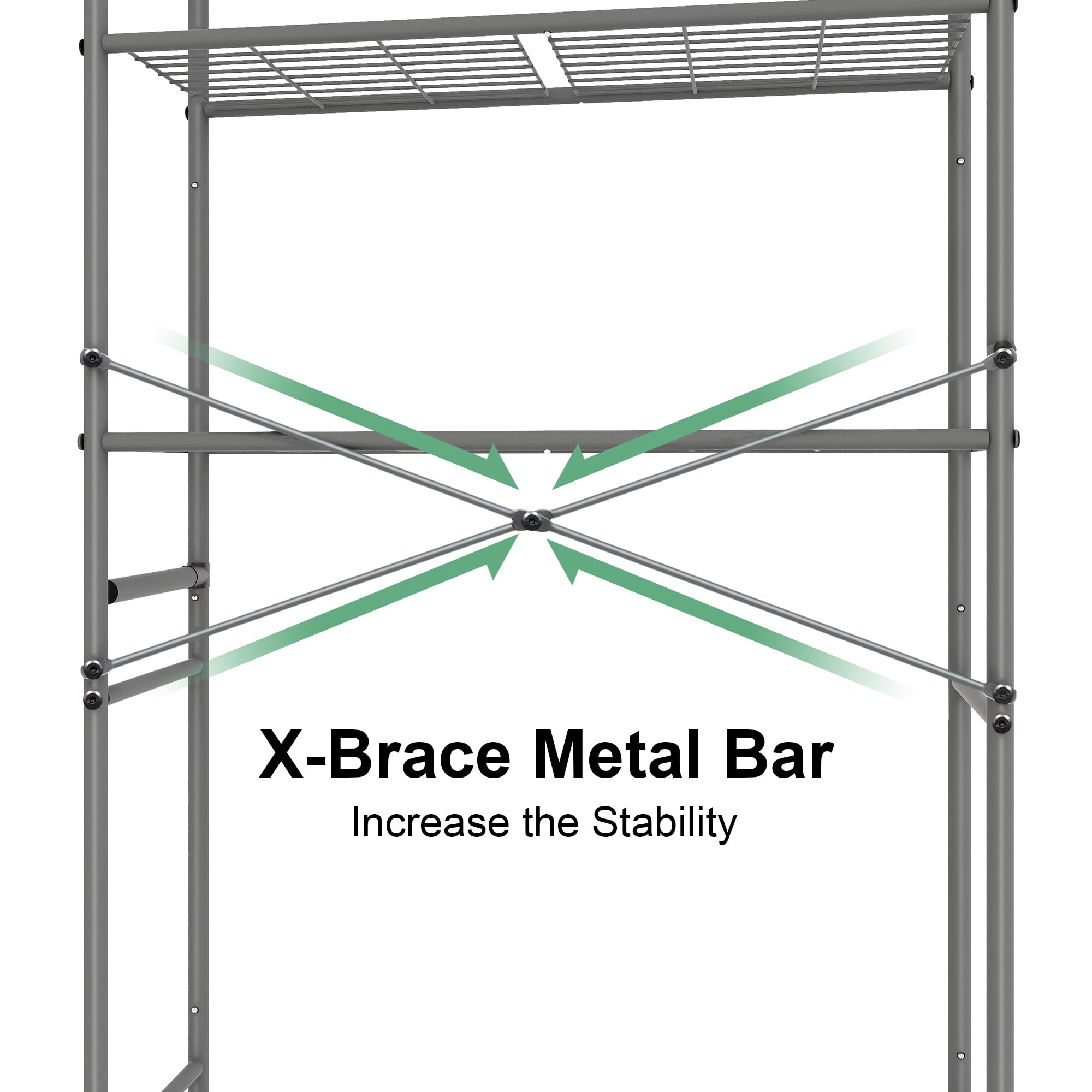MallBoo 3-Tier Over The Toilet Storage Shelf - Freestanding Bathroom Organizer with X-Shaped Bar, Space Saving Shelf for Towels, Toiletries & Decor - Perfect for Small Bathrooms, Apartments & Dorm Rooms (Grey)
