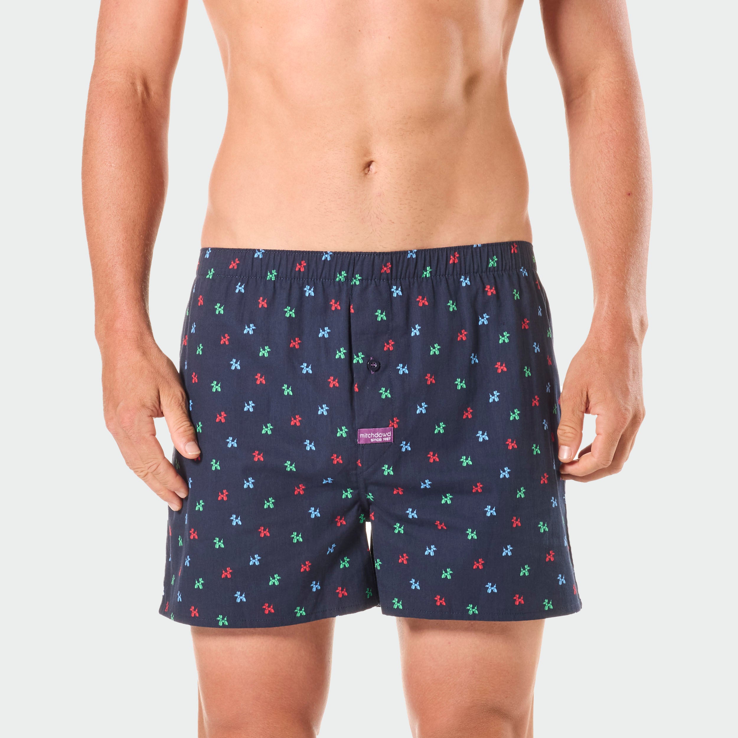 Men's Fun Cotton Boxer Shorts 5-Pack - Soft Breathable Underwear for Daily Comfort & Lounge Wear - Blue