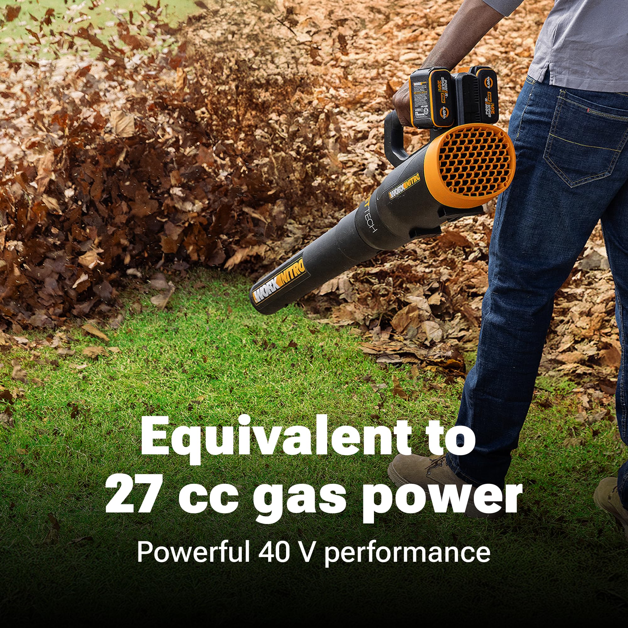 WORX WG581.1 40V Cordless Leaf Blower - 180 MPH, 530 CFM, Battery & Charger Included | Quiet Electric Blower for Lawn Care, Yard Cleanup & Driveway Clearing | PowerShare Compatible