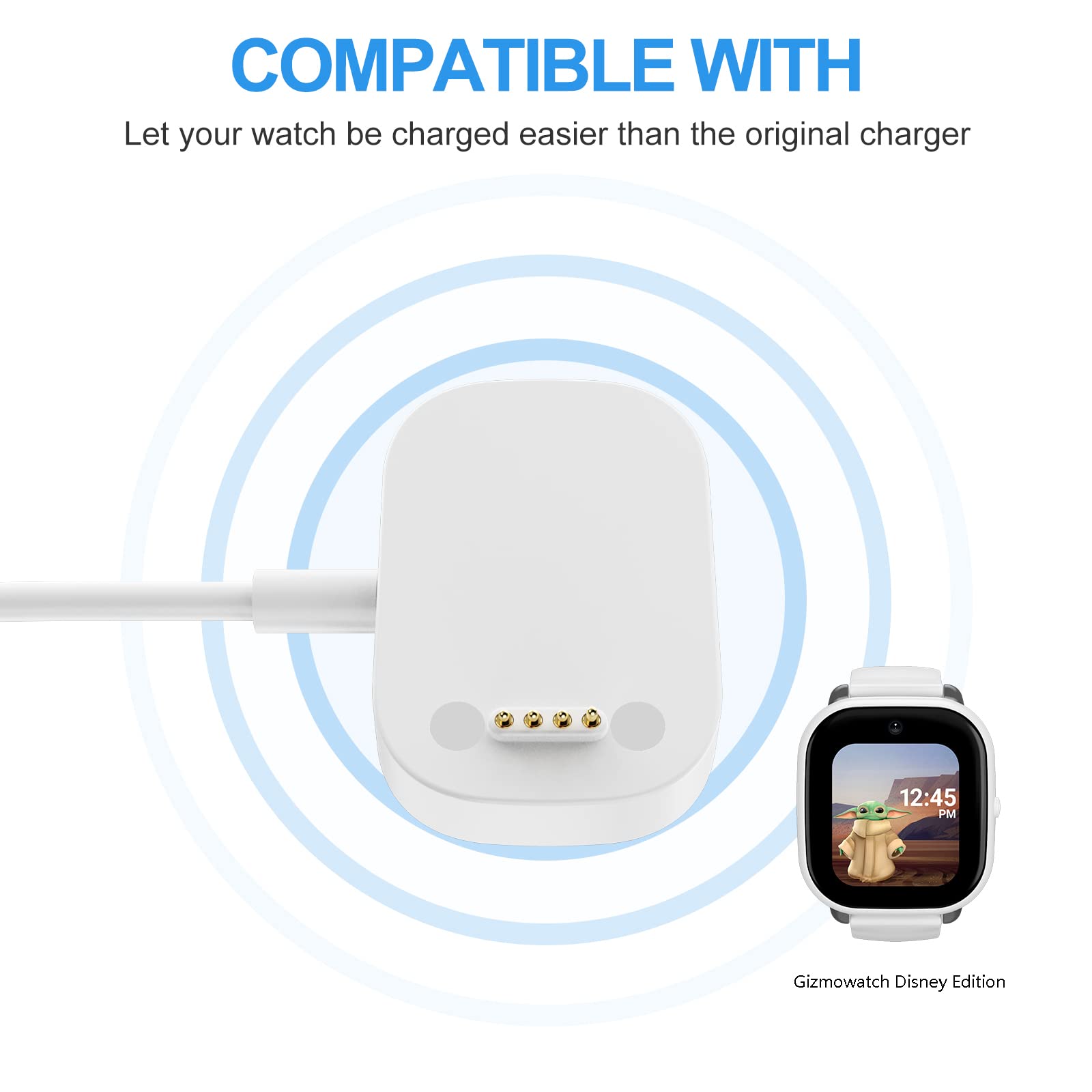 Gizmo Watch 3/Edition Charging Dock with 5ft USB Cable - Fast Charger Stand for Kids Smartwatch - Perfect for School, Travel & Daily Use
