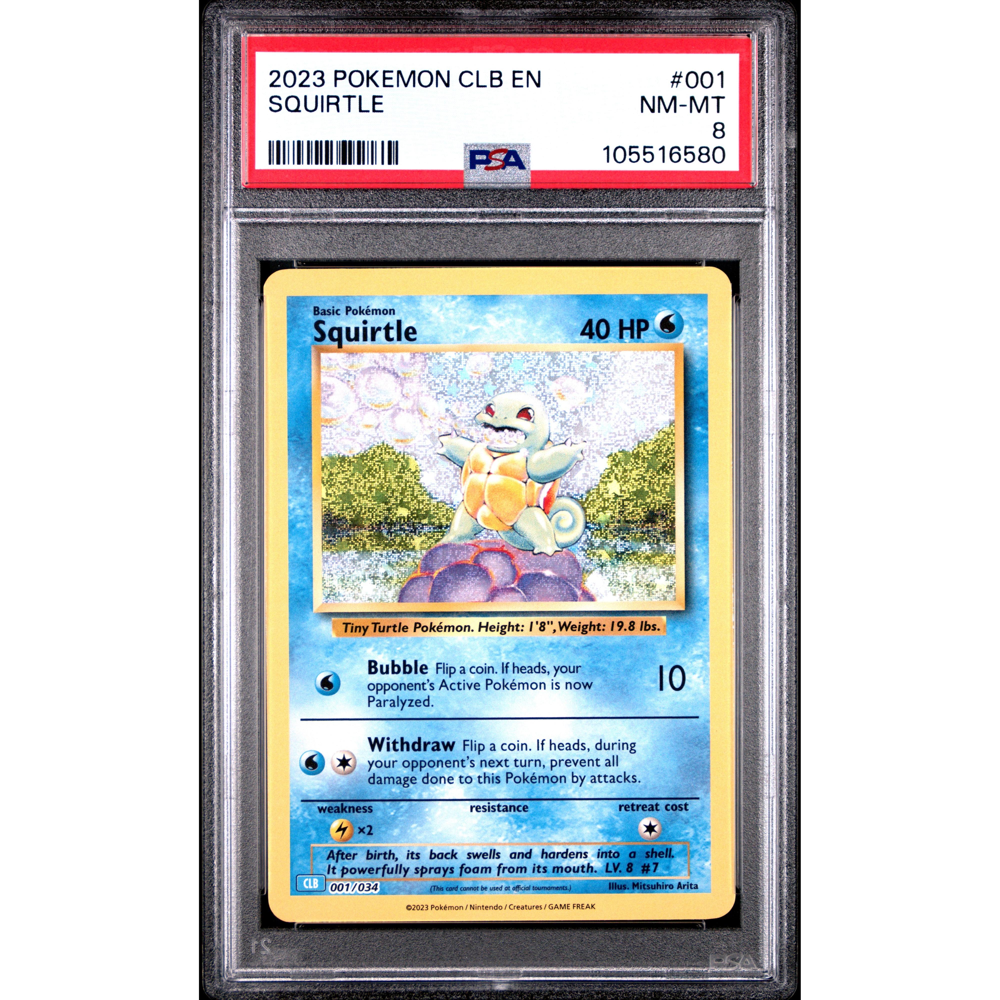 2023 Pokemon Classic Collection Squirtle 001/034 PSA 8 Graded Card - Perfect for Collectors, Gaming Enthusiasts & Investment