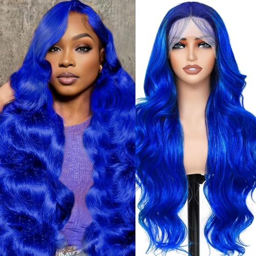 Blue Wig Human Hair