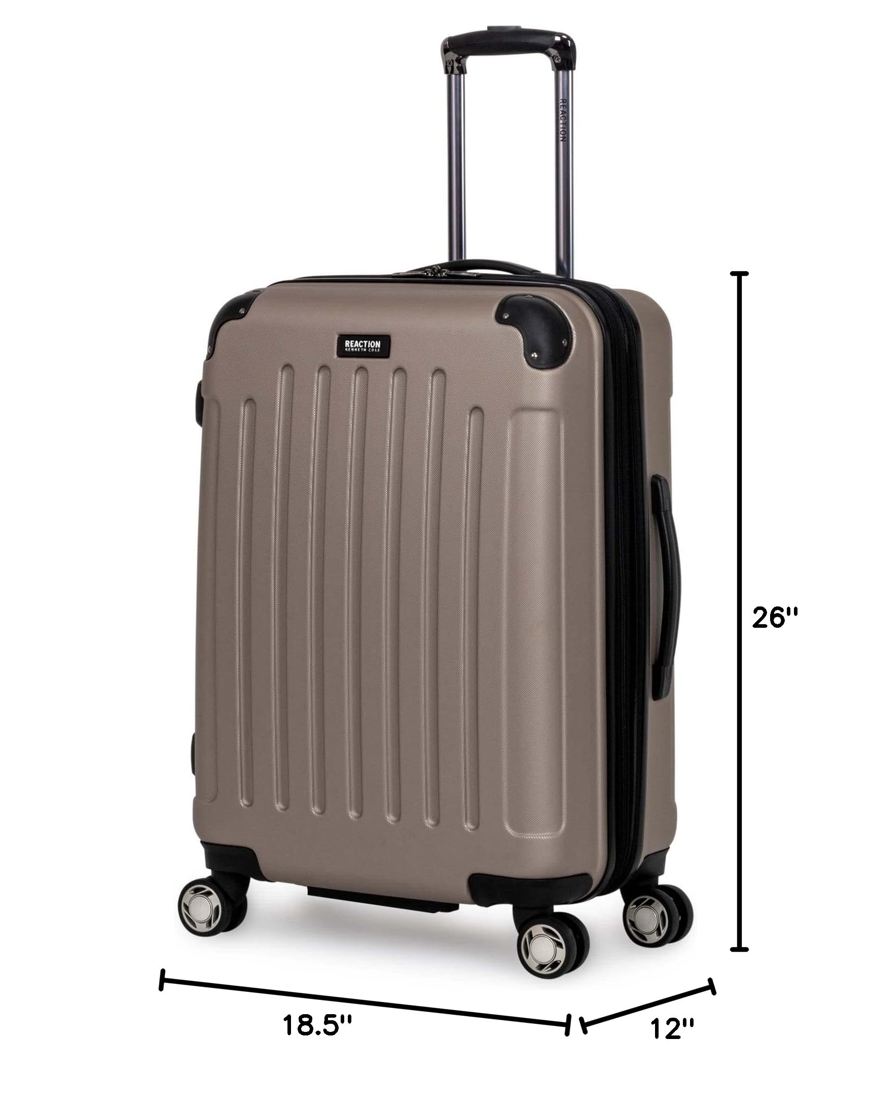 Kenneth Cole REACTION Renegade 24-Inch Expandable Hardside Spinner Luggage with 8-Wheels - Lightweight Checked Suitcase in Champagne | Perfect for Business Travel & Vacation Packing