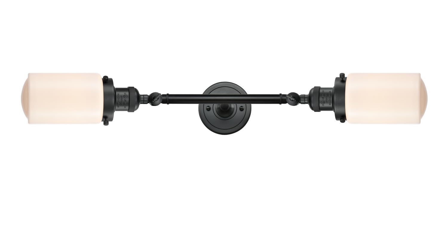 Franklin Restoration Collection 208L-BK-G311-LED Dover 2 Light Bathroom Vanity Fixture in Matte Black - Perfect for Modern Bathrooms, Powder Rooms & Home Renovations