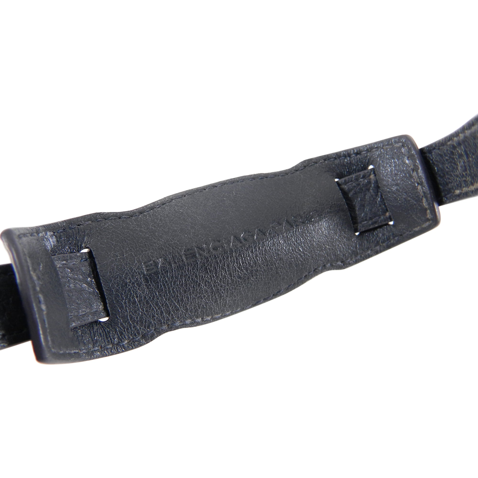 Balenciaga Dark Charcoal Grey Leather Cuff Bracelet for Men & Women | Luxury Designer Bangle | Fashion Accessory for Parties, Weddings & Everyday Wear