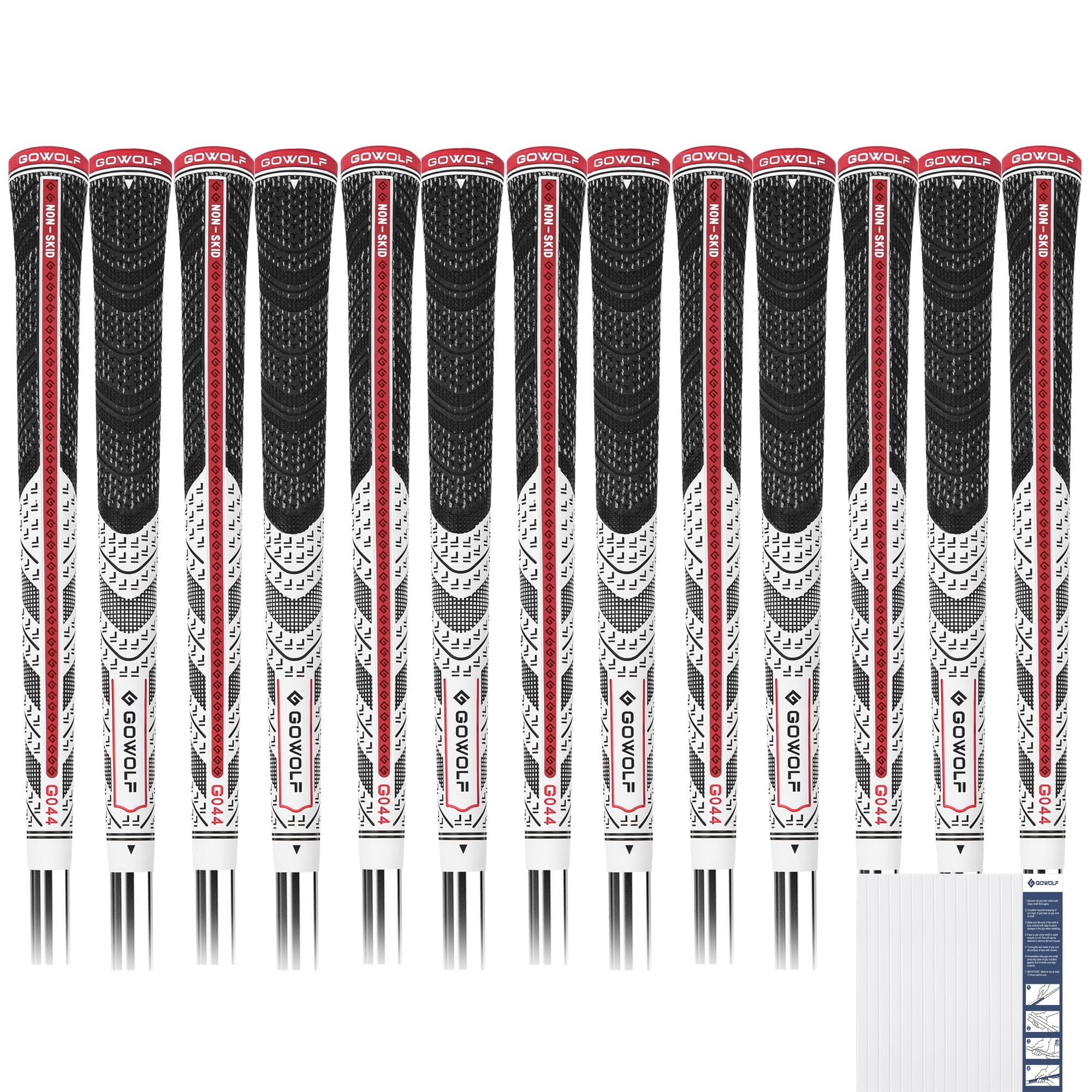 Gowolf 2024 New Cross Corded Rubber Golf Grips - 13 Pack with Free 15 Tapes | Improved Control Multi-Compound Hybrid Golf Club Grips for Enhanced Performance | Perfect for Driving Range, Tournament Play & Golf Practice