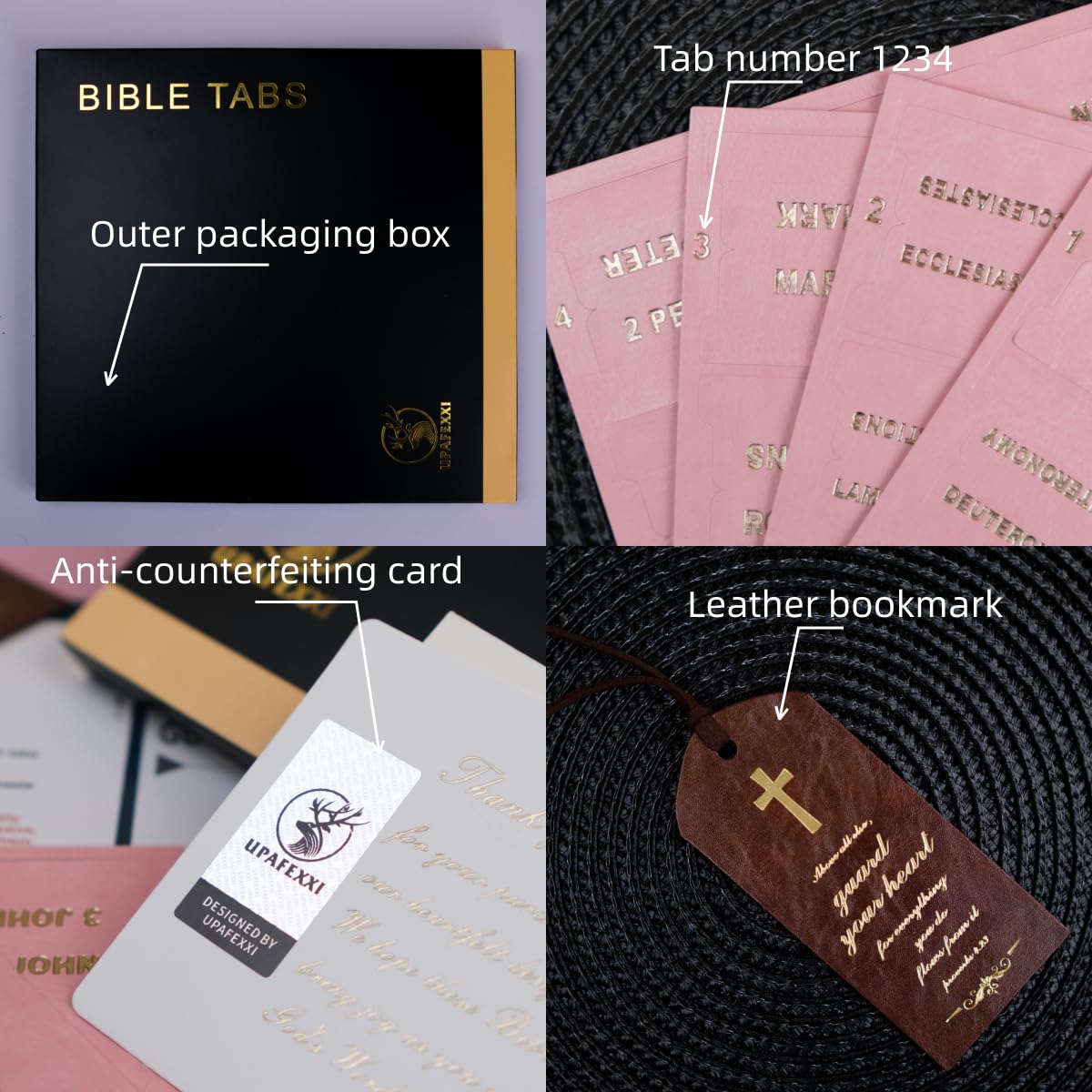UPAFEXXI Leather Bible Tabs - Gold Foil Lettering for Easy Navigation | Perfect for Church & Study