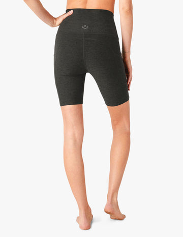Women's Spacedye High-Waisted Biker Shorts with Pockets - Comfortable Workout & Yoga Shorts for Running, Gym, and Lounge Wear