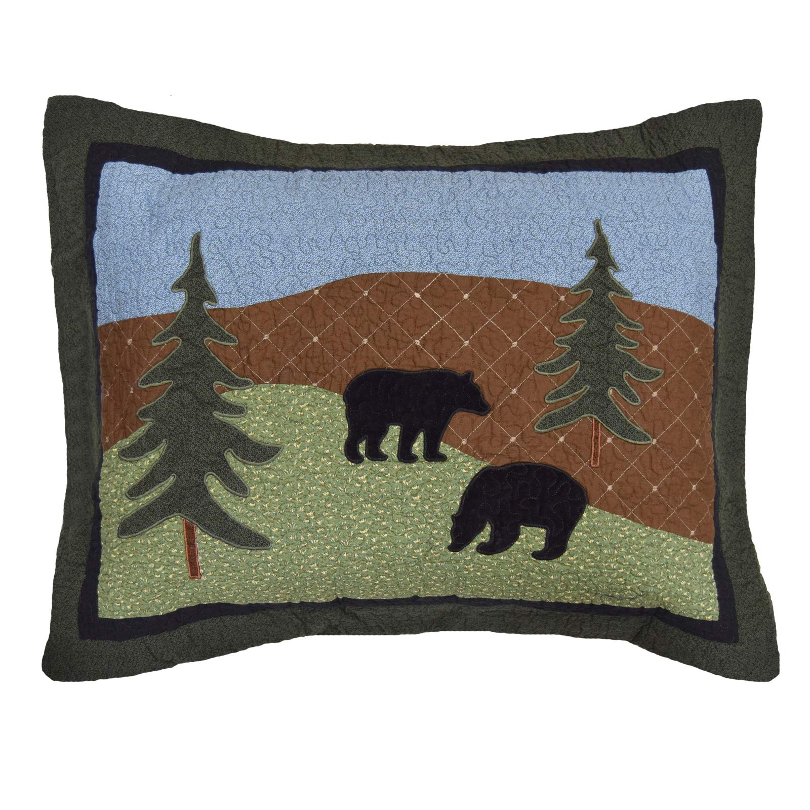 Donna Sharp Twin Bedding Set - 2 Piece Bear Lake Cotton Lodge Quilt Set with Twin Quilt & Standard Pillow Sham - Machine Washable - Cozy Lodge Style Bedroom Decor for Cabins & Rustic Homes