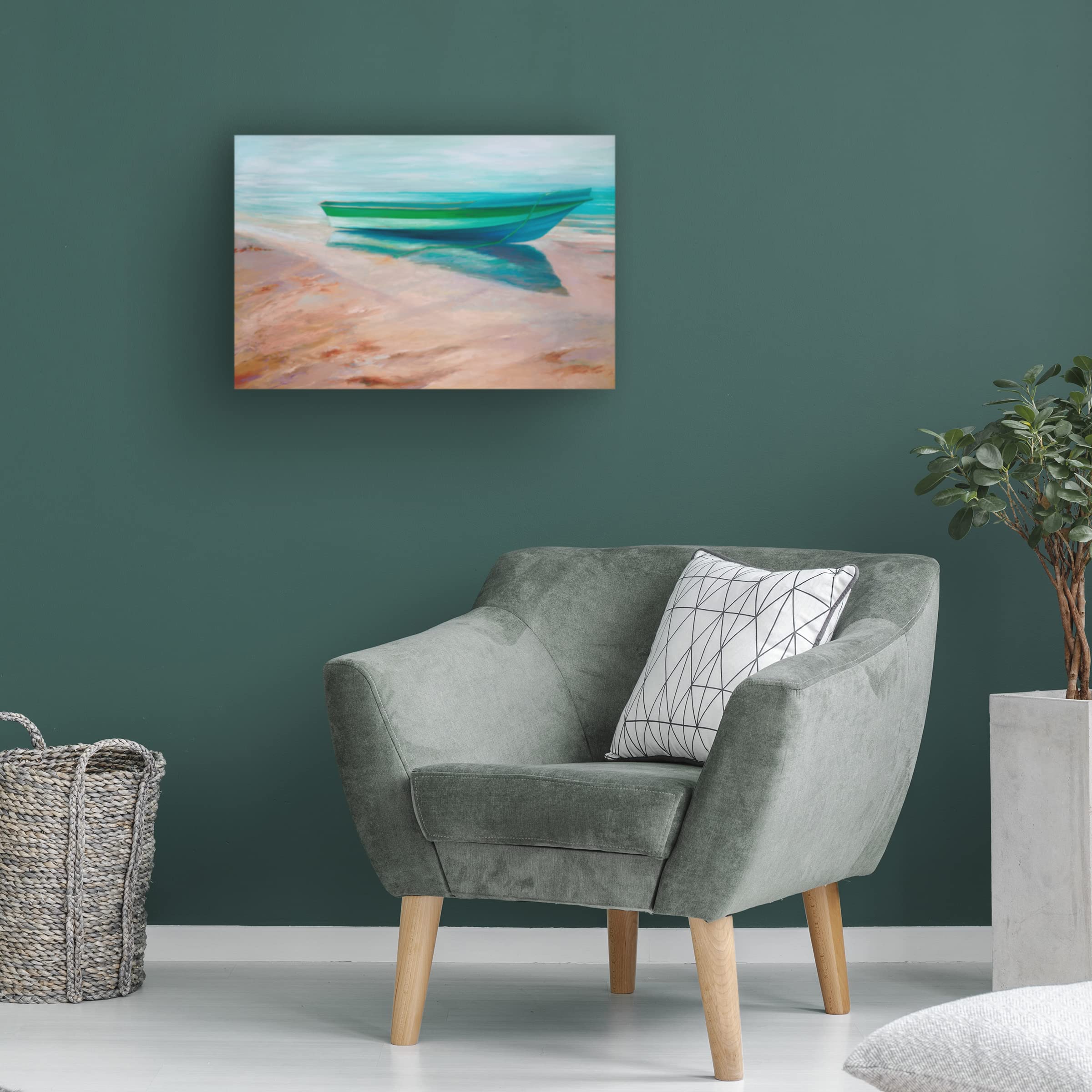 Trademark Fine Art 'Panga' Canvas Wall Art by Suzanne Wilkins - Tropical Beach Painting for Living Room, Bedroom & Office Decor