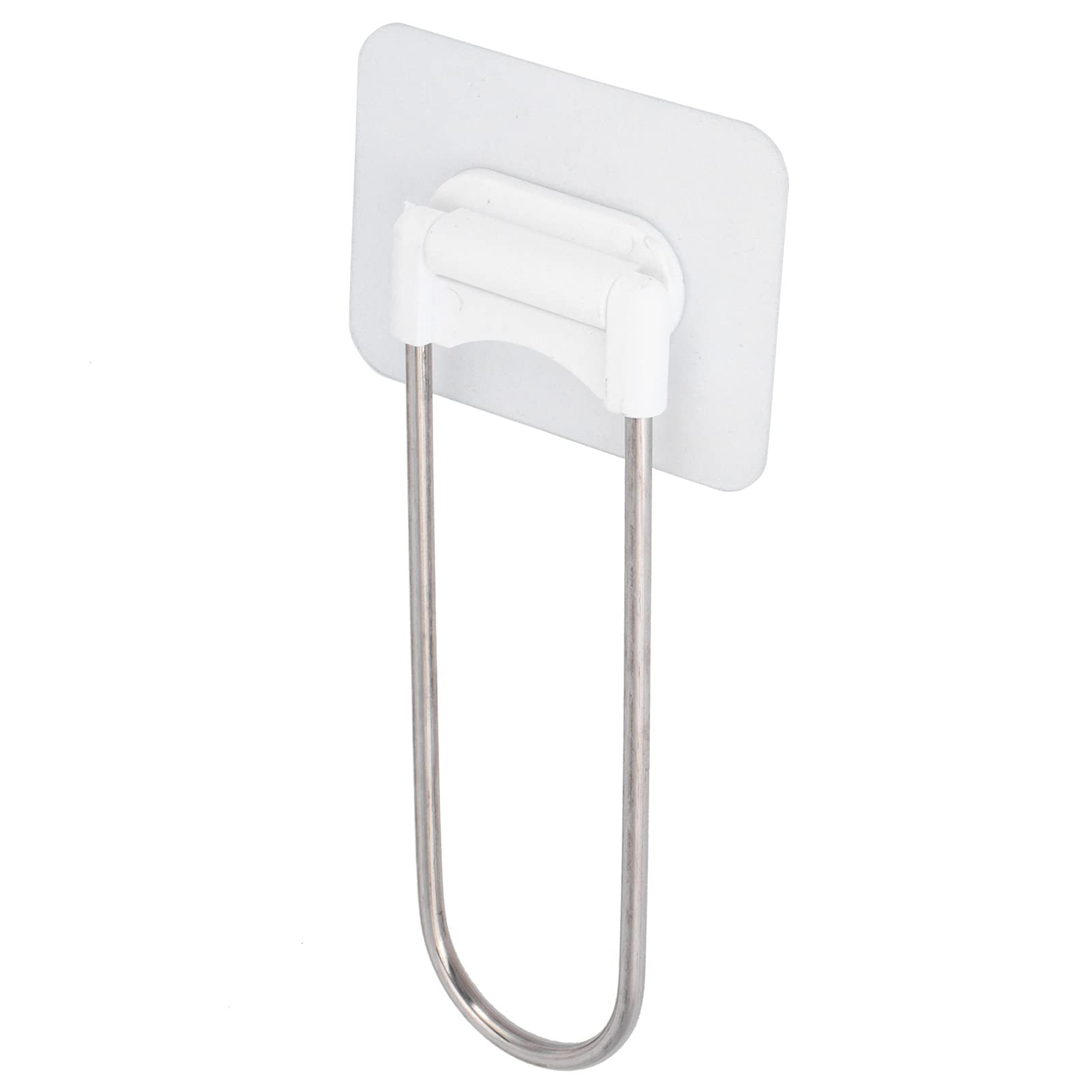 Stainless Steel U-Shaped Clothes Hanger Organizer - Space Saving Wall Mounted Towel & Clothing Rack with Adhesive Hooks - Foldable Laundry Storage Solution for Closet, Bathroom & Dorm Organization