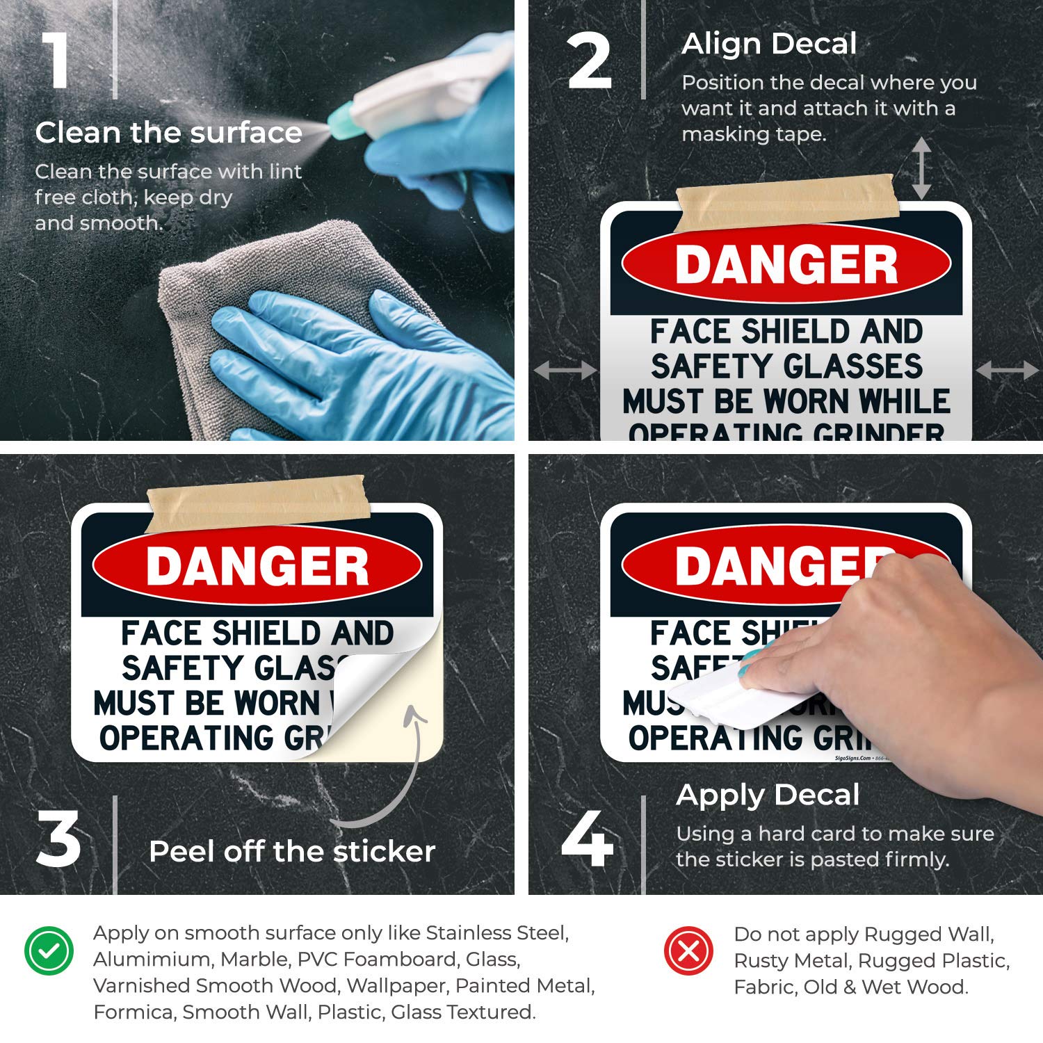 Danger Grinder Safety Sign - 10x7 Inches, 4 Mil Vinyl Decal Sticker, Weatherproof & UV Resistant, Made in USA - Perfect for Workshop, Construction Site & Industrial Safety Warning