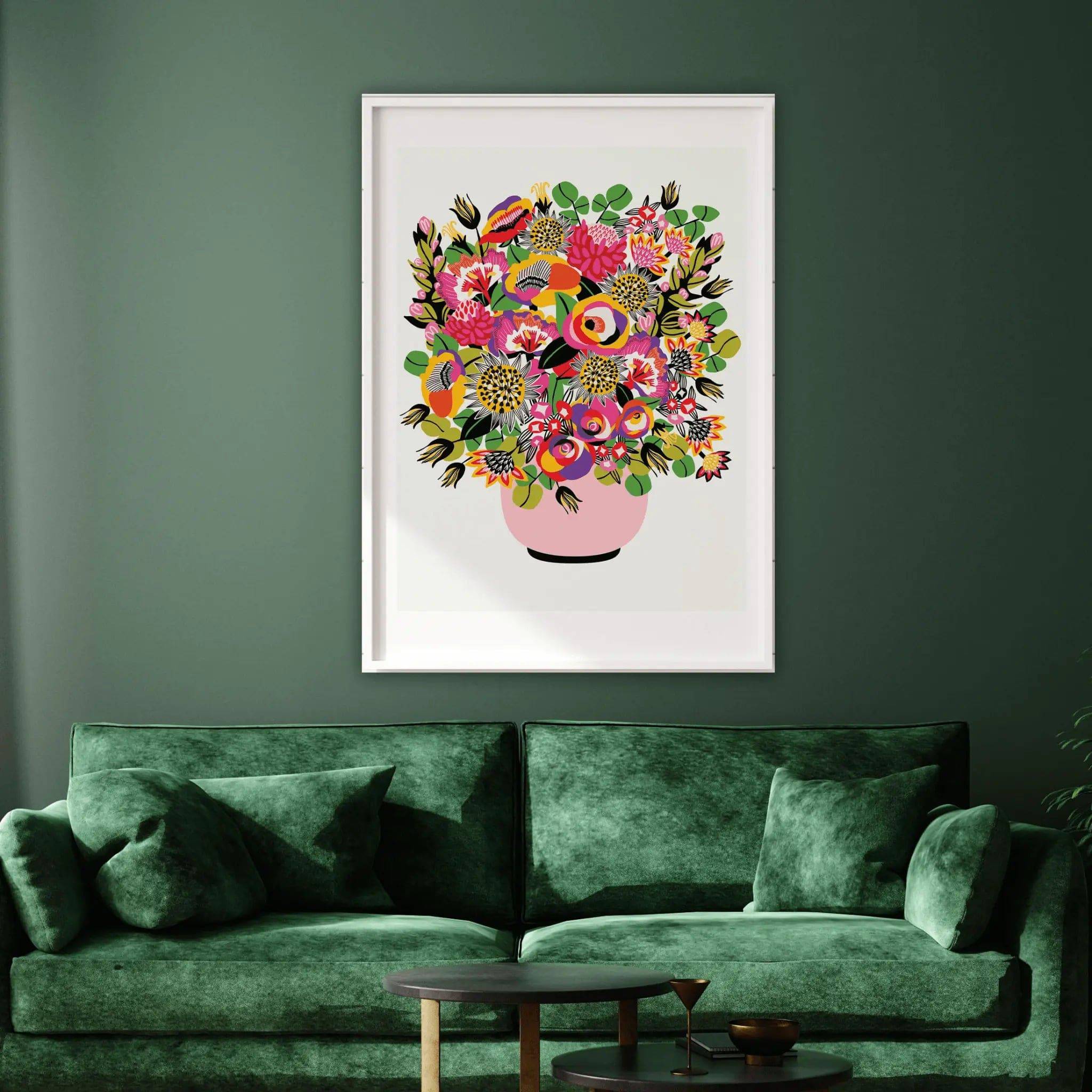 Modern Roses and Lilies Wall Art Print - Floral Canvas Painting for Living Room, Bedroom & Office Decor