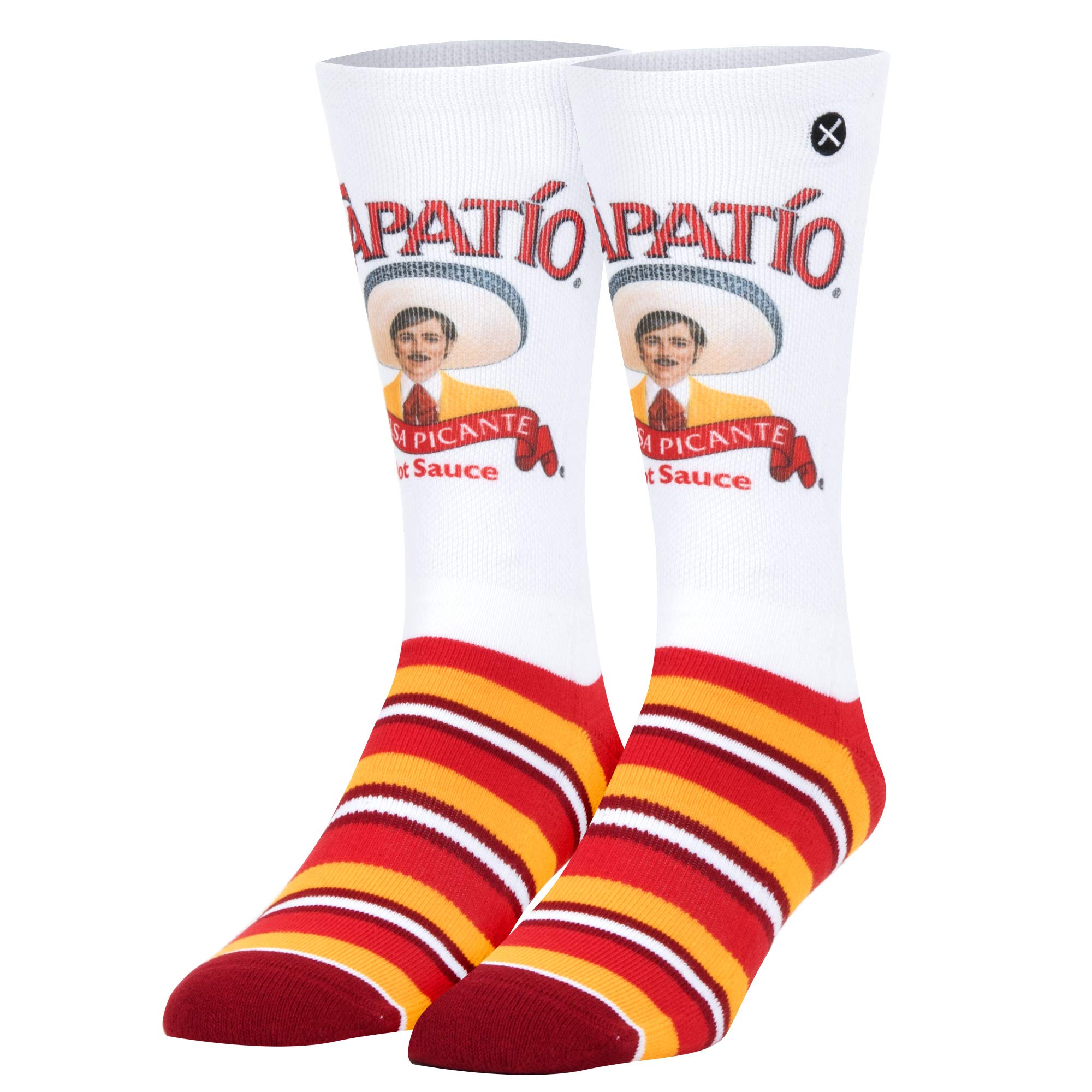 Odd Sox Tapatio Hot Sauce Novelty Crew Socks - Funny Cool Foodie Socks for Spicy Lovers, Gift for Hot Sauce Enthusiasts | Perfect for Cooking, Parties & Salsa Lovers