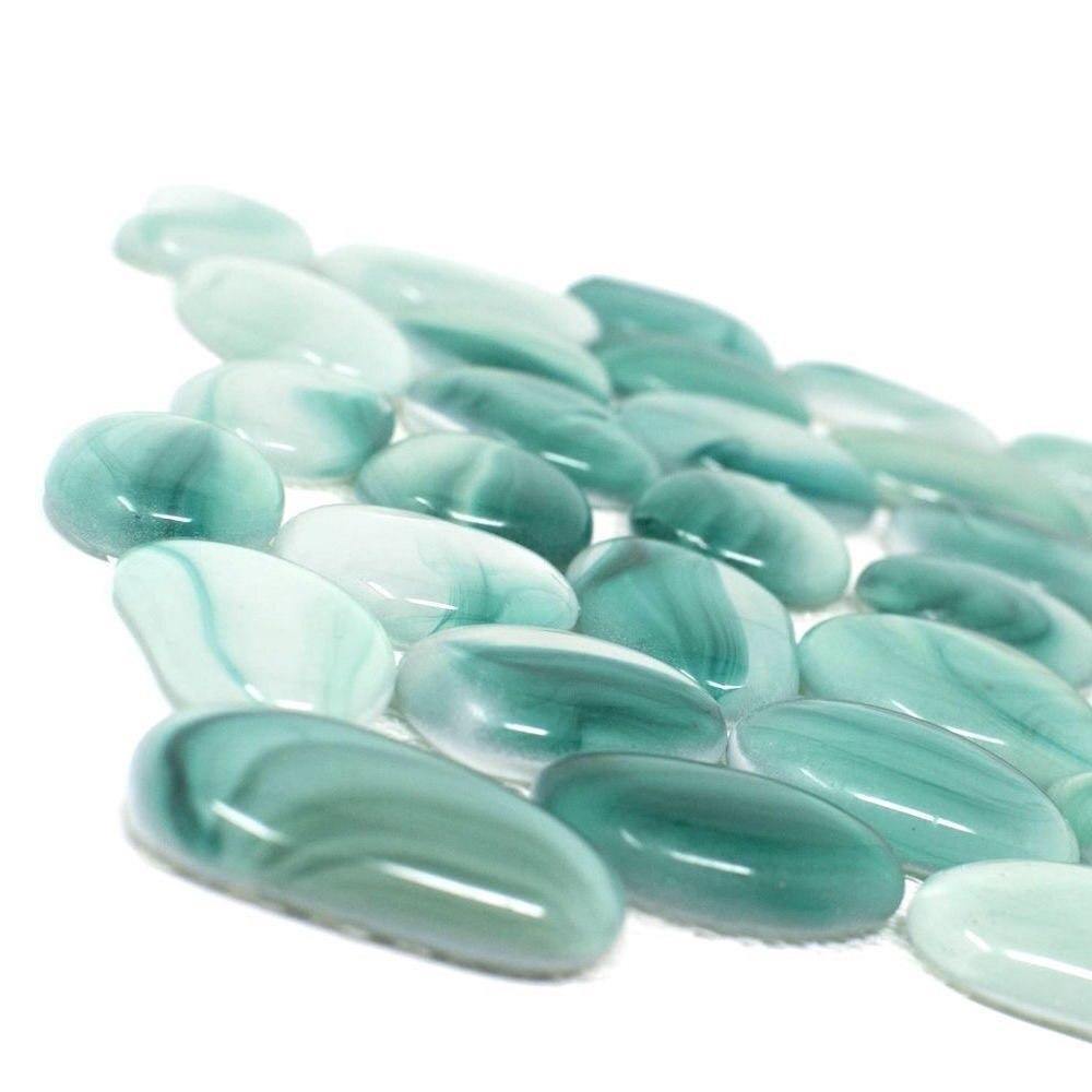12 x 12 Emerald Glass Pebble Mosaic Tile - Perfect for Kitchen Backsplash, Bathroom Wall & DIY Home Decor