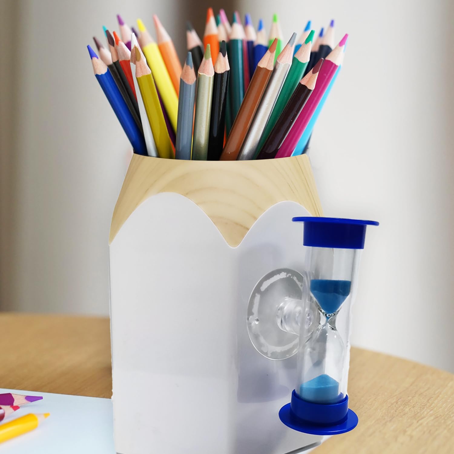 5 Minute Hourglass Sand Timer with Suction Cup - Unbreakable Blue Plastic Sand Clock for Kids, Games, Classroom & Toothbrush Timing - Perfect for Time Management, Learning Activities and Bathroom Use