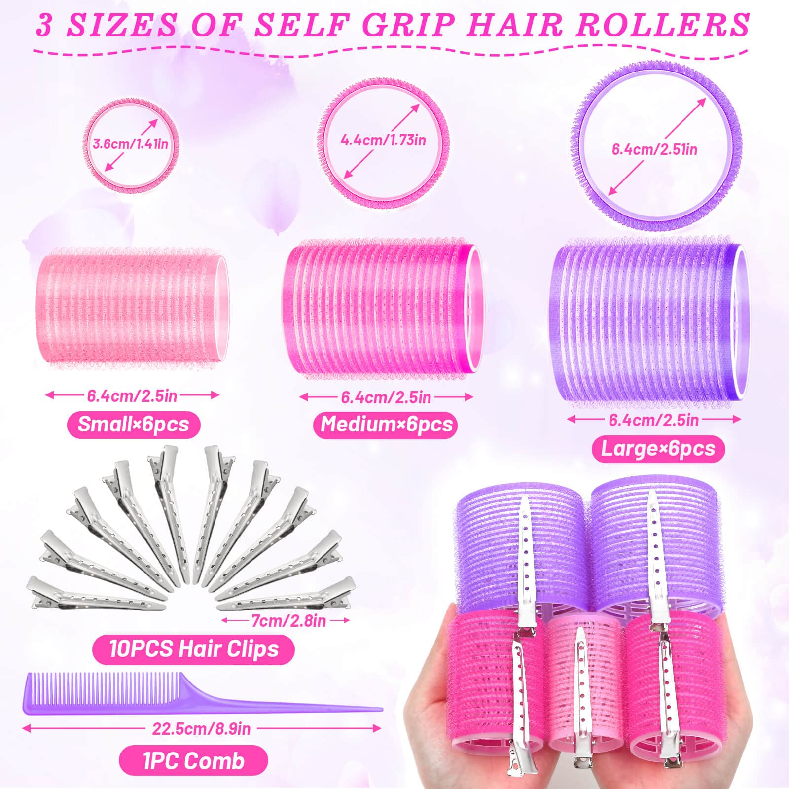 Best Hair Rollers Set for Curly & Wavy Styles - Heatless Curling Rods for Long & Short Hair - Perfect for Home Styling, Salon Use & Special Occasions